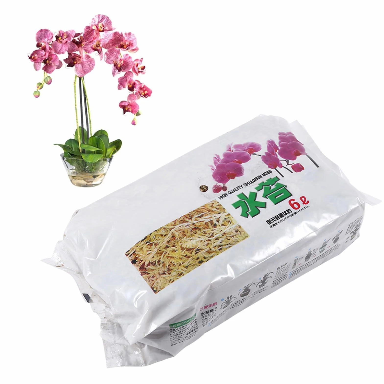 6L Premium Mech Torfowiec dla Orchidei Organiczny Nawóz z Mechami Phalaenopsis i Składnikami Odżywczymi dla Roślin Mięsożernych Długotrwałe Nawilżanie