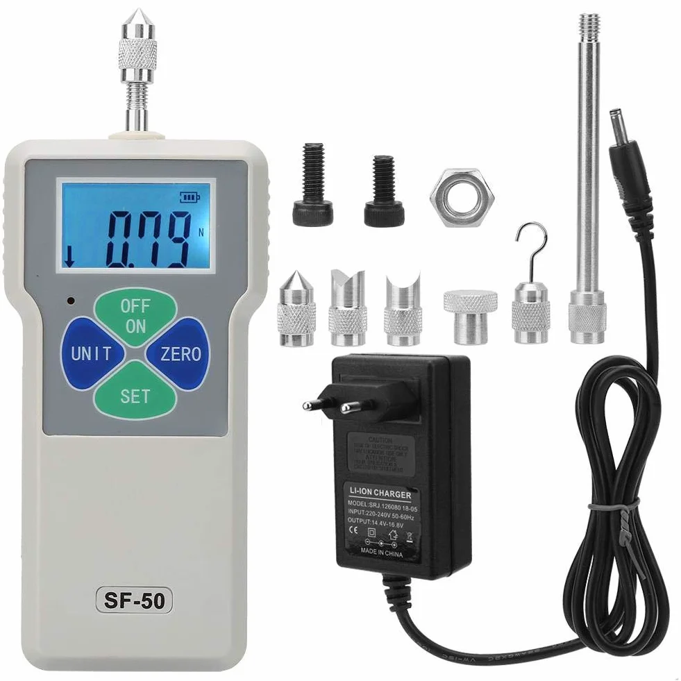 Cyfrowe urządzenie do pomiaru siły, cyfrowe urządzenie do pomiaru nacisku i rozciągania Cyfrowe urządzenie do pomiaru siły 50N / 5 kg 100-240 V Urządzenie do pomiaru ciśnienia i rozciągania Cyfrowe urządzenie do pomiaru siły (EU-PLUG)