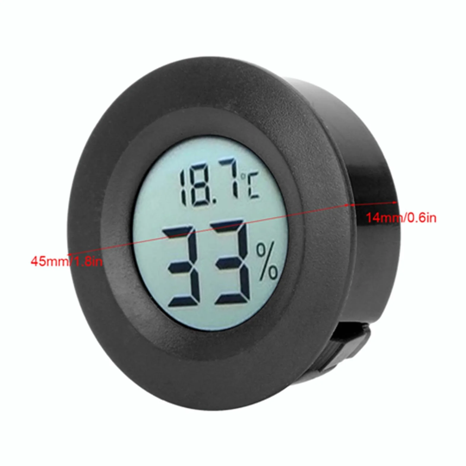 Cyfrowy termometr LCD Higrometr wilgotności Temperatura Miernik wewnętrzny do szafek chłodniczych ABS 45x14 (Black)