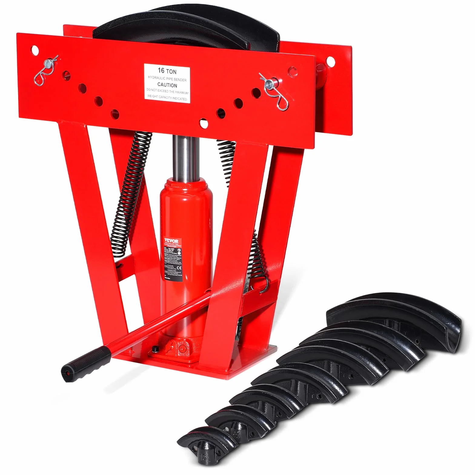 VEVOR Hydrauliczna giętarka do rur, 13-76 mm, giętarka do rur miedzianych, obciążenie 16 ton z 8 matrycami, regulowane narzędzie do gięcia wałków 90-180°, do zginania różnych rodzajów metali