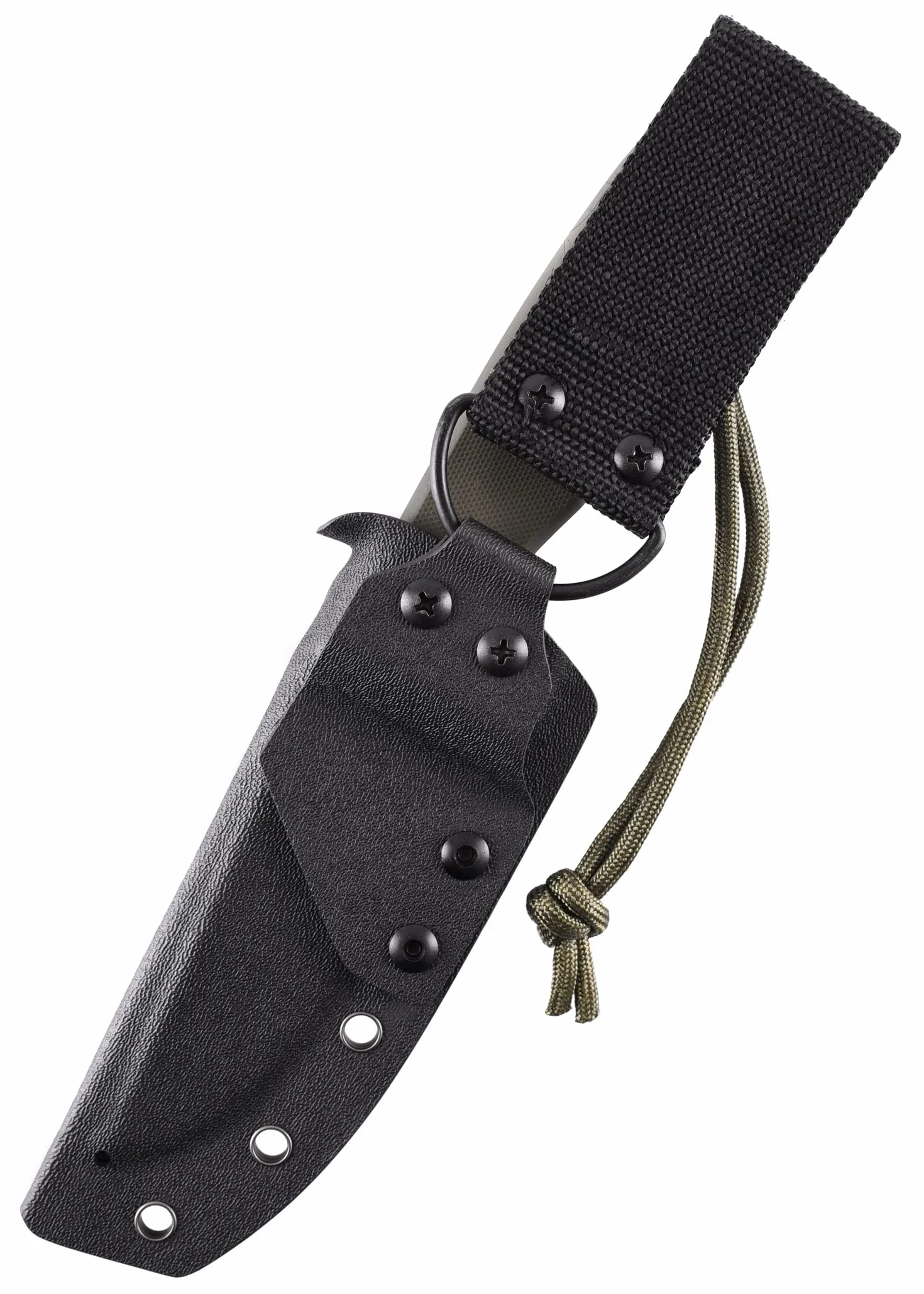 SCHNITZEL TRI nóż outdoorowy z pochwą Kydex i systemem nośnym Dangler – nóż Bushcraft, nóż outdoorowy, nóż rekreacyjny dla dorosłych (zielony)