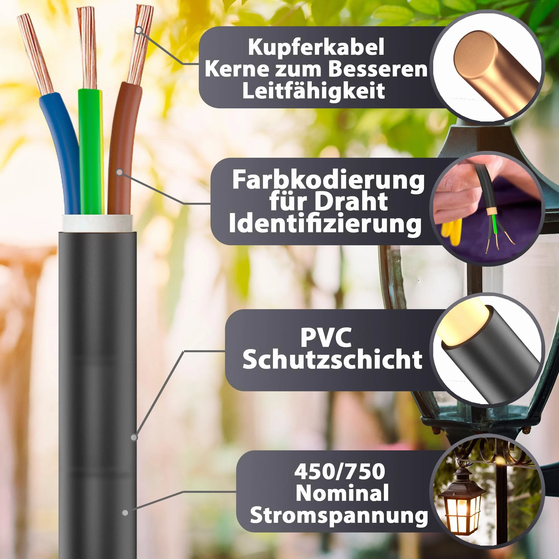 MAS Premium Wąż gumowy, 5-100 m, kabel zasilający do budowy H07RN-F 3G 1, 3G 1,5, 3G 2,5, 3G 4, 3G 6, 3G 10 lub 3 x 1,5, elastyczny przewód do ciężkich urządzeń (H07RN-F 3G2,5 mm², 20 m)
