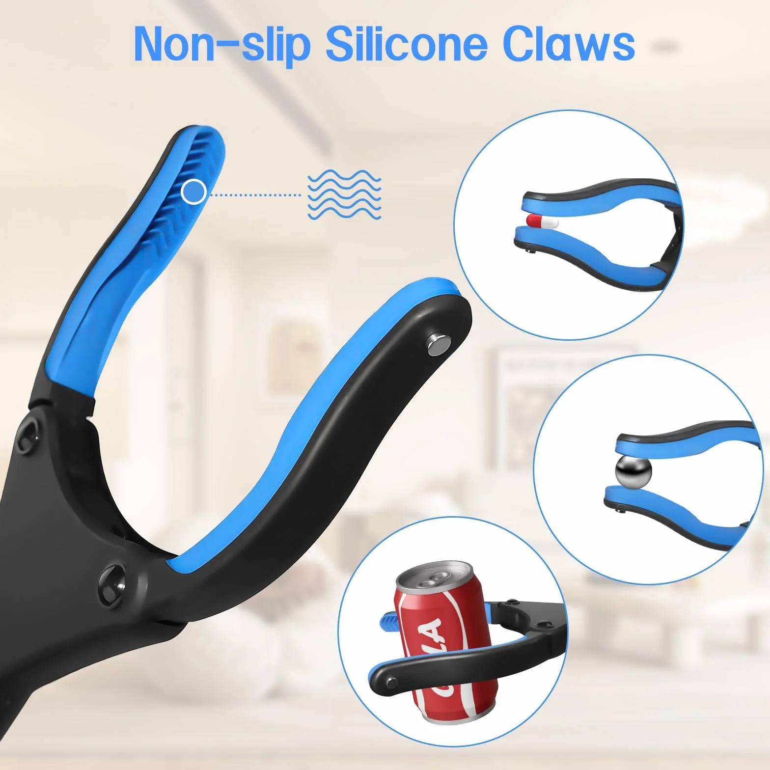 Szczypce chwytające 110 cm dla seniorów, stabilne, składane szczypce do śmieci z aluminium, obracana o 360°, chwytak do śmieci z magnetycznymi końcówkami, antypoślizgowa szczęka i wygodny
