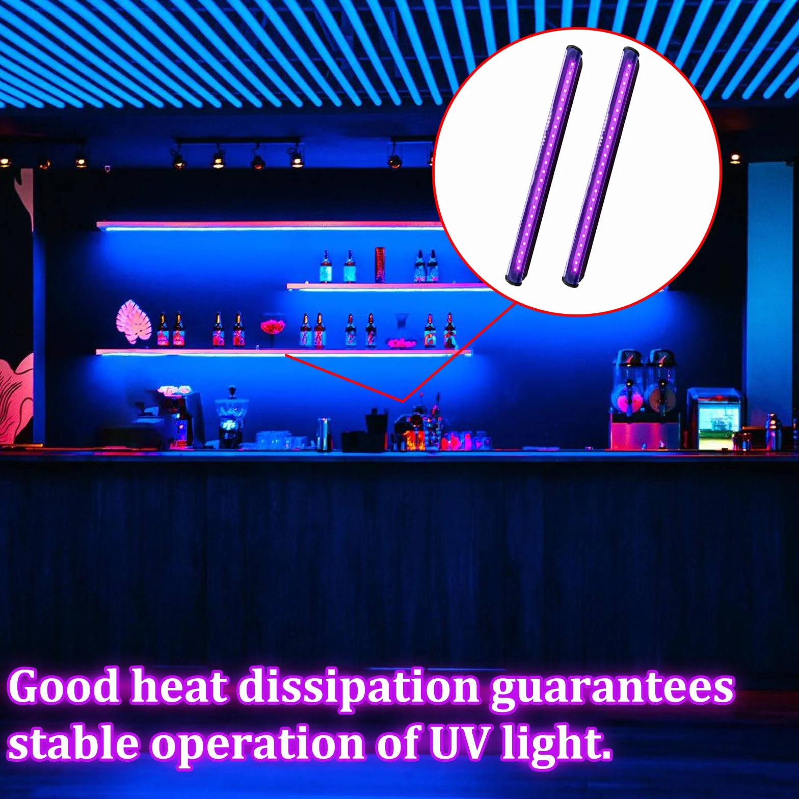 2 sztuki Lampa UV z przełącznikiem i wtyczką - czarna listwa LED, świetlówka ultrafioletowa na imprezę, farba fluorescencyjna, plakat fluorescencyjny, bar