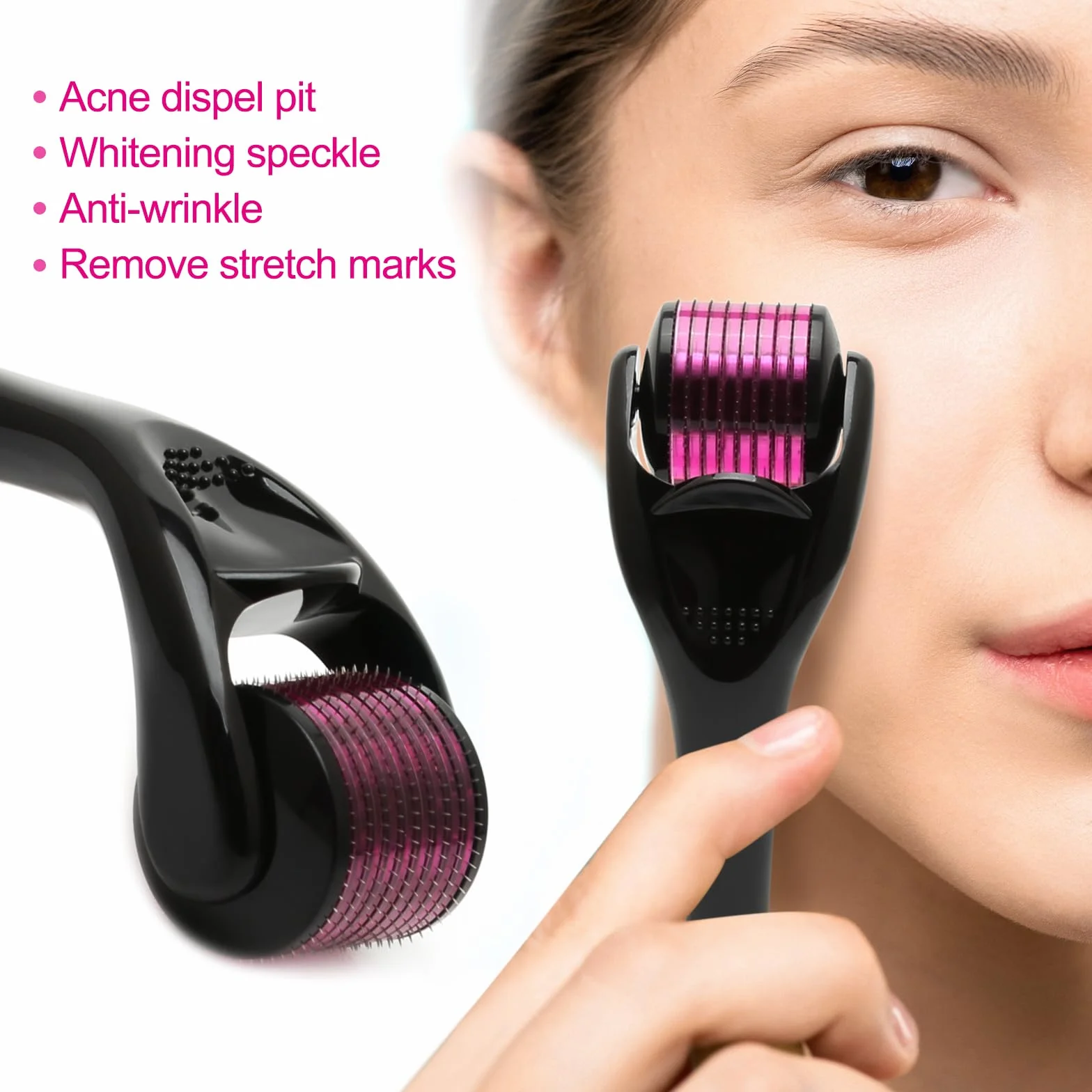Derma Roller do twarzy, 1 mm, 0,5 mm, 540 tytanowych wałków do mikroigły, do twarzy i ciała, do masażu twarzy z mikroigłami, narzędzie do pielęgnacji skóry na trądzik, zmarszczki, rozstępy