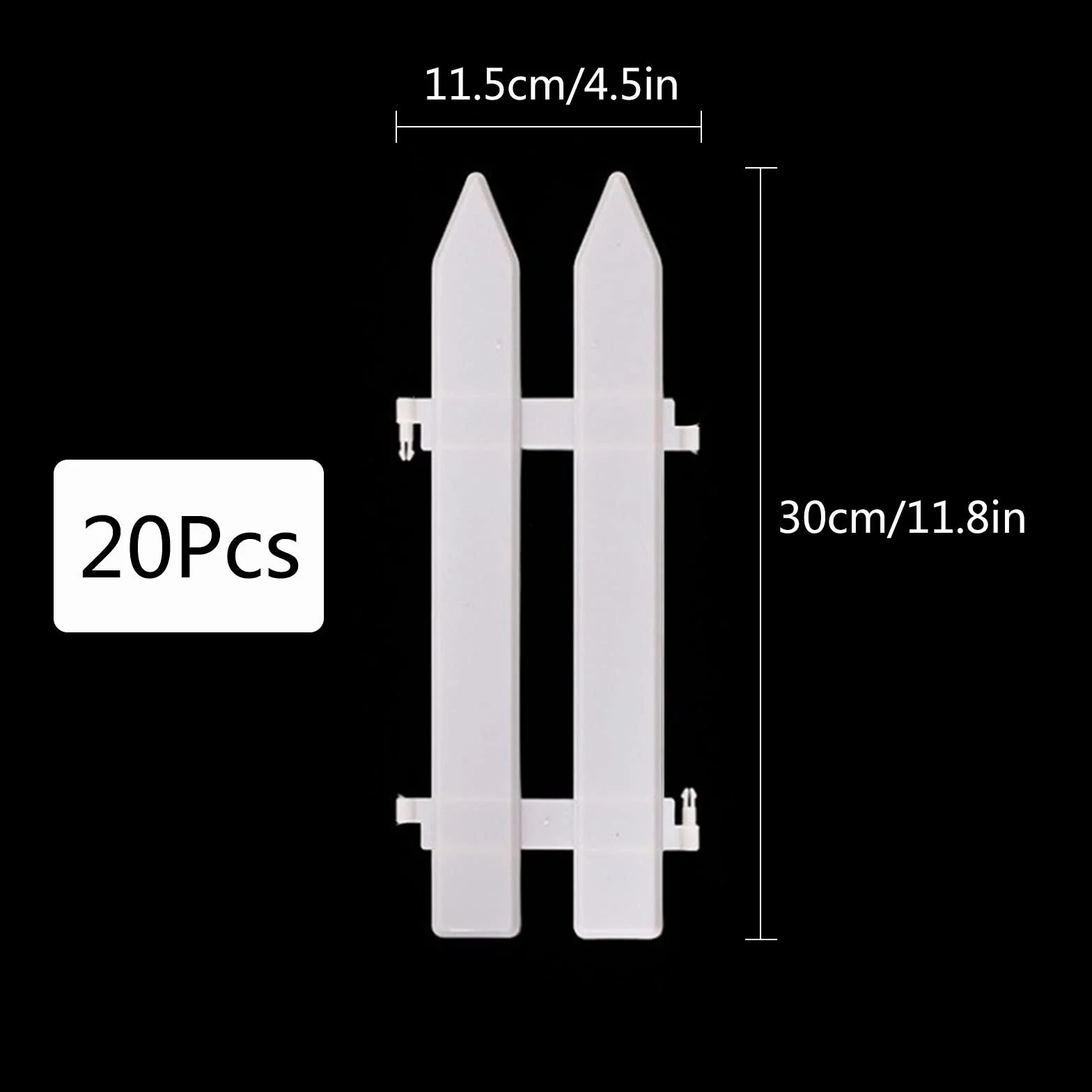 Biały plastikowy płot lamelowy do choinki, miniaturowe ogrodzenie ogrodowe 20 sztuk
