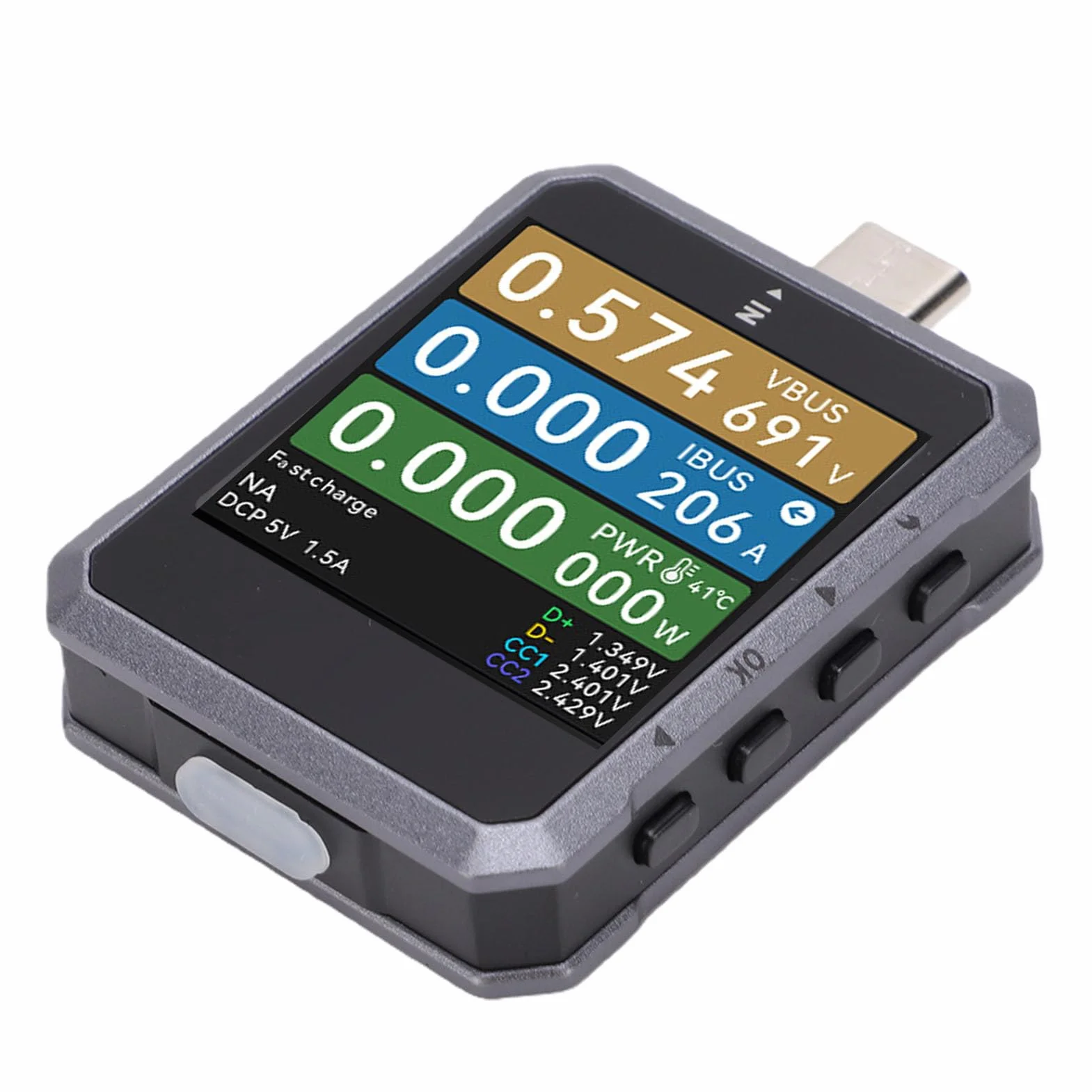 FTVOGUE Tester USB C, ABS Miernik Mocy USB C z detekcją PD3.1, 4 do 50 V 0 do 6,5 A 240 W Śledzenie Pojemności i Energii, dla Inżynierów Hobbystów Naprawa Telefonów Laboratoryjnych Testowanie