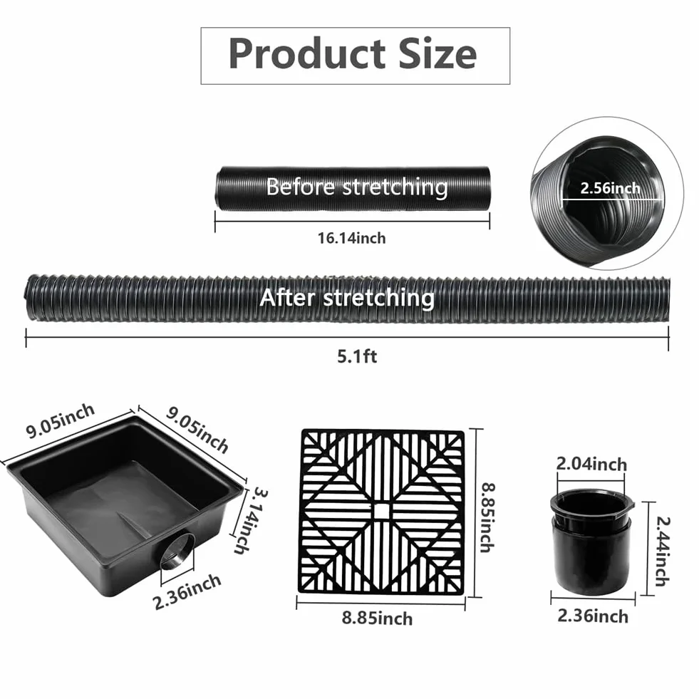 Elastyczne Przedłużenie Odpływu Burzowego Catch Basin Adapter do Trawnika Patio