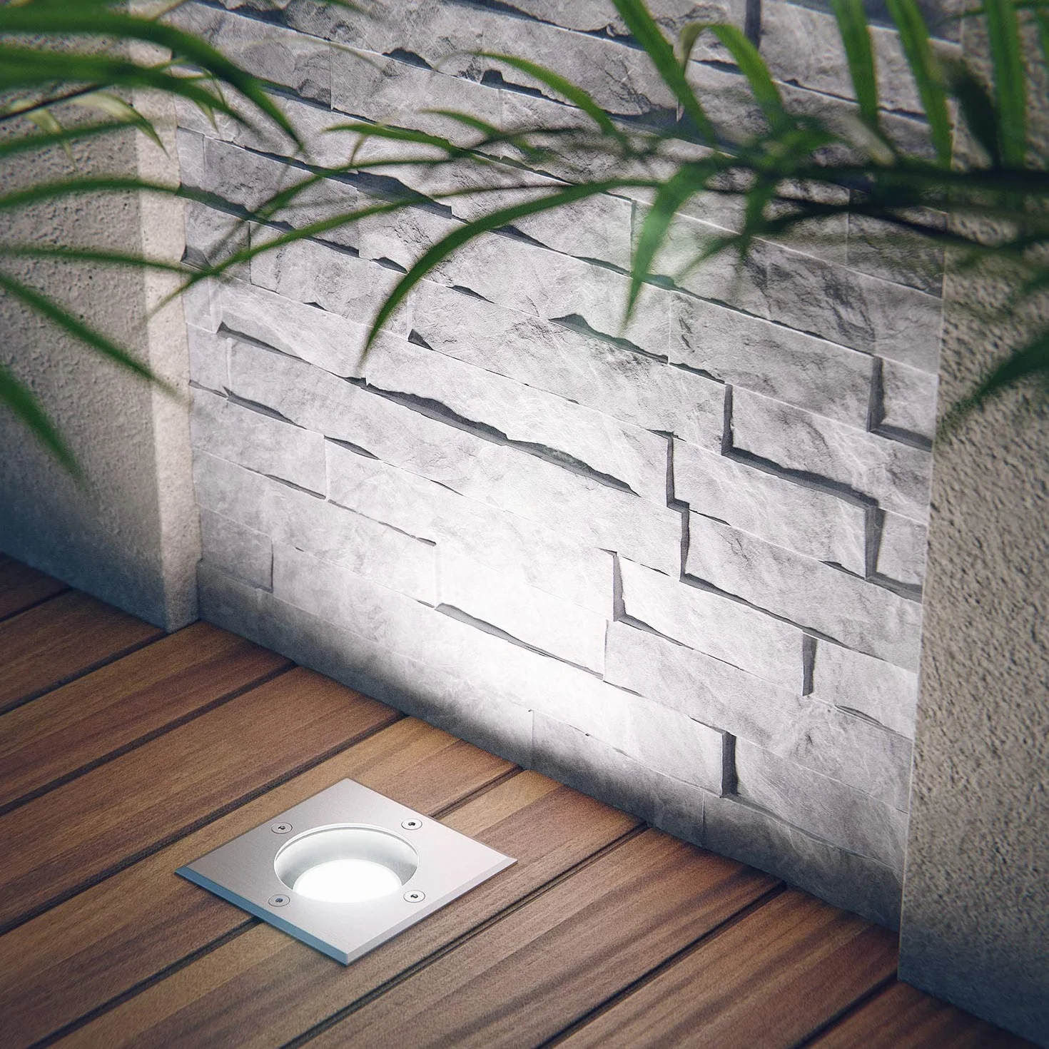 ledscom.de Wpuszczana lampa podłogowa RELI do zastosowań zewnętrznych, IP67, stal nierdzewna, kątowa, 11 x 11 cm, 1x GU10 maks. 15 W, matowa