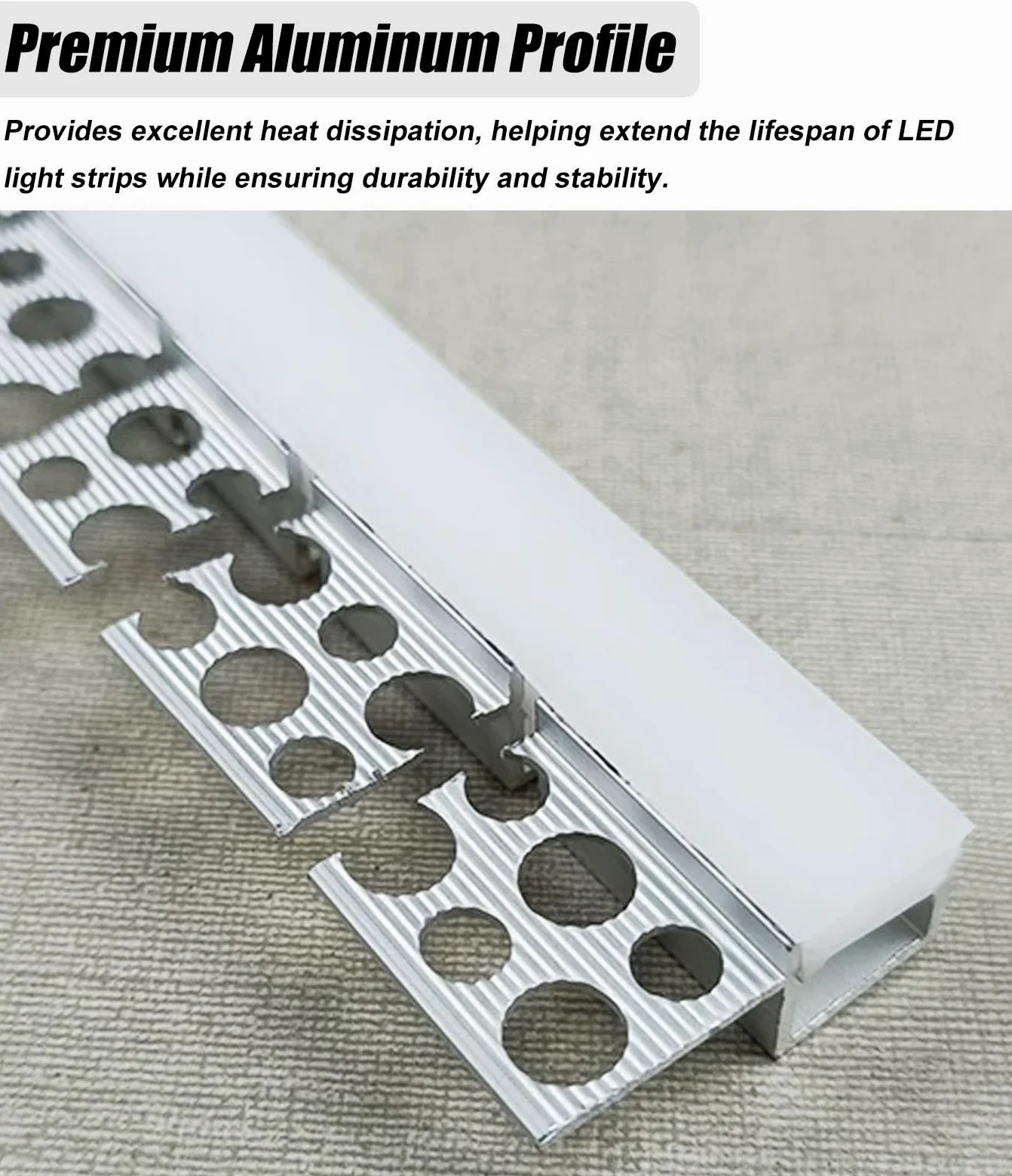 Aluminiowa listwa LED z dyfuzorem, kanał zakrzywiony, sufitowy, pośrednie oświetlenie z mleczną osłoną, giętki, do zabudowy, do salonu, 3,5 m