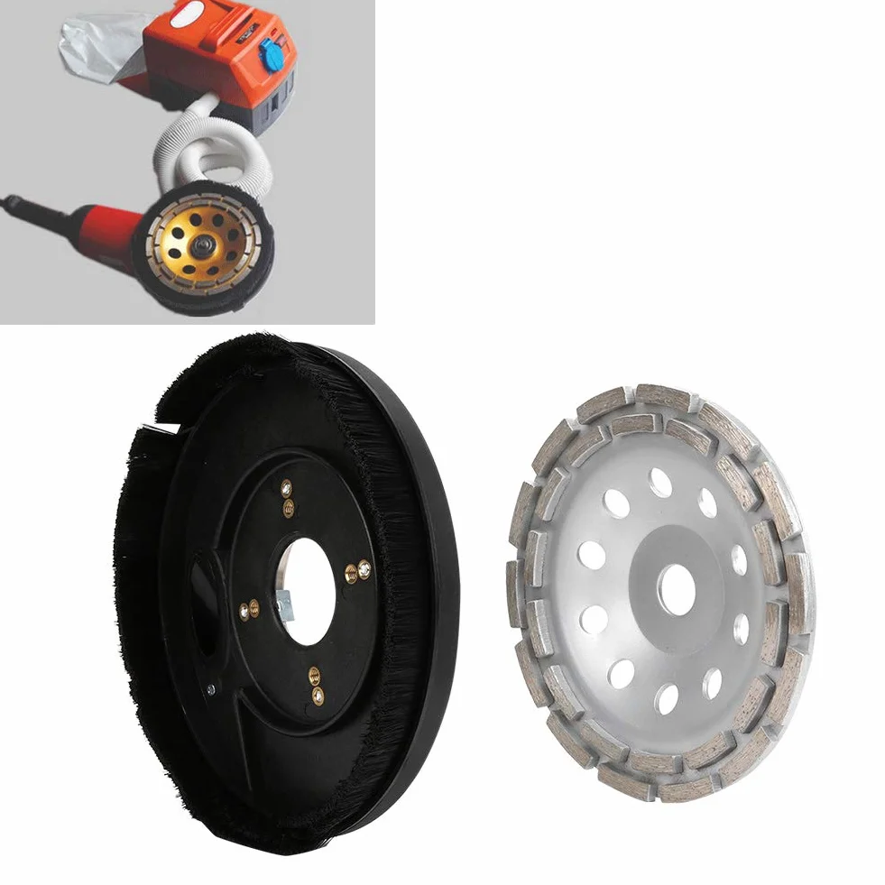 Osłona przeciwpyłowa PolyGen 180 mm z dołączoną tarczą szlifierską 180 mm, regulowany zacisk 48–76 mm, akcesoria do szlifierek kątowych do bezpyłowej pracy na podłogach betonowych
