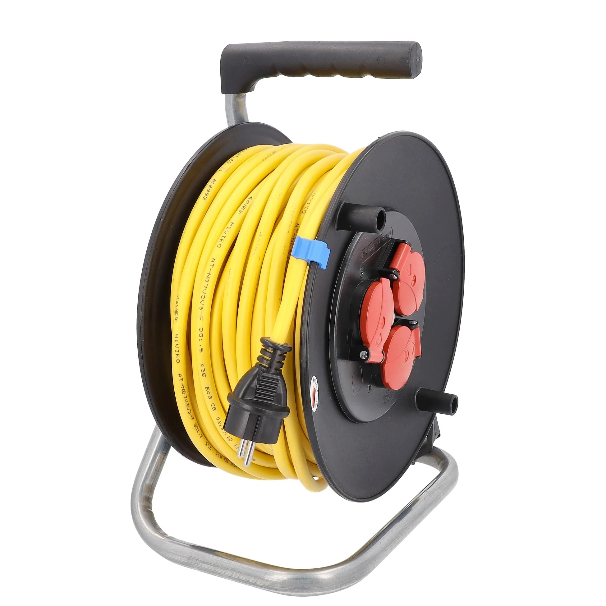 as - Schwabe 10137 Professional Kabel Kołowrotek z 3 Gniazdami Ochronnymi, IP44, 230 V/16 A, Długość Kabla 40 Metrów, Czarny