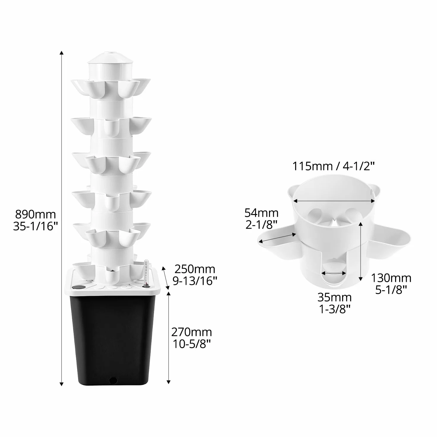 QWORK Hydroponics wieża zestaw 6 poziomowych 30 otworów system uprawy roślin