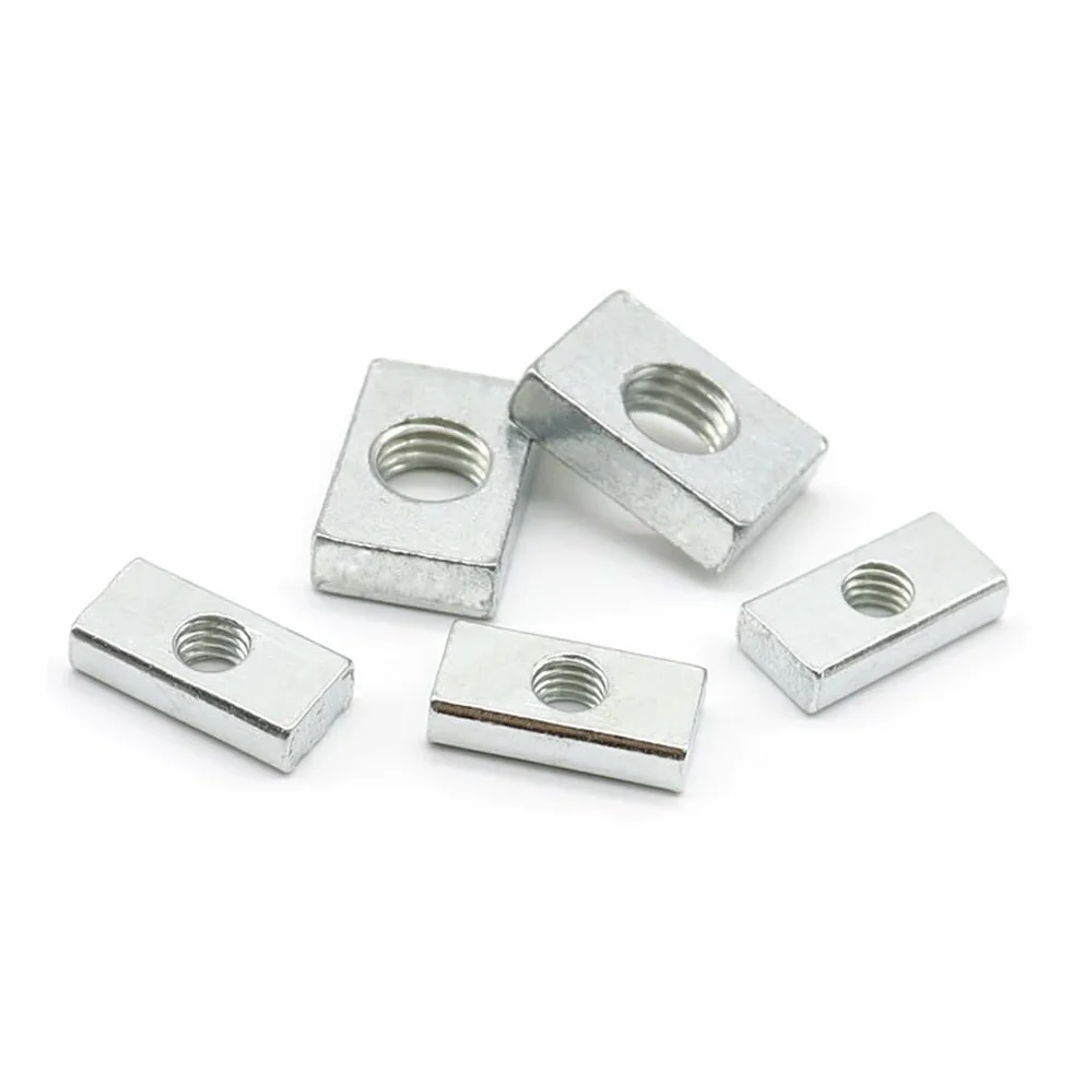 10 sztuk M3 M4 M5 M6 M8 Nakrętka kwadratowa Nakrętki prostokątne Cienkie nakrętki blokowe suwaka Ocynkowane akcesoria do profili aluminiowych ze stali węglowej (Color : 10pcs, Size : M4x13x9x2mm)