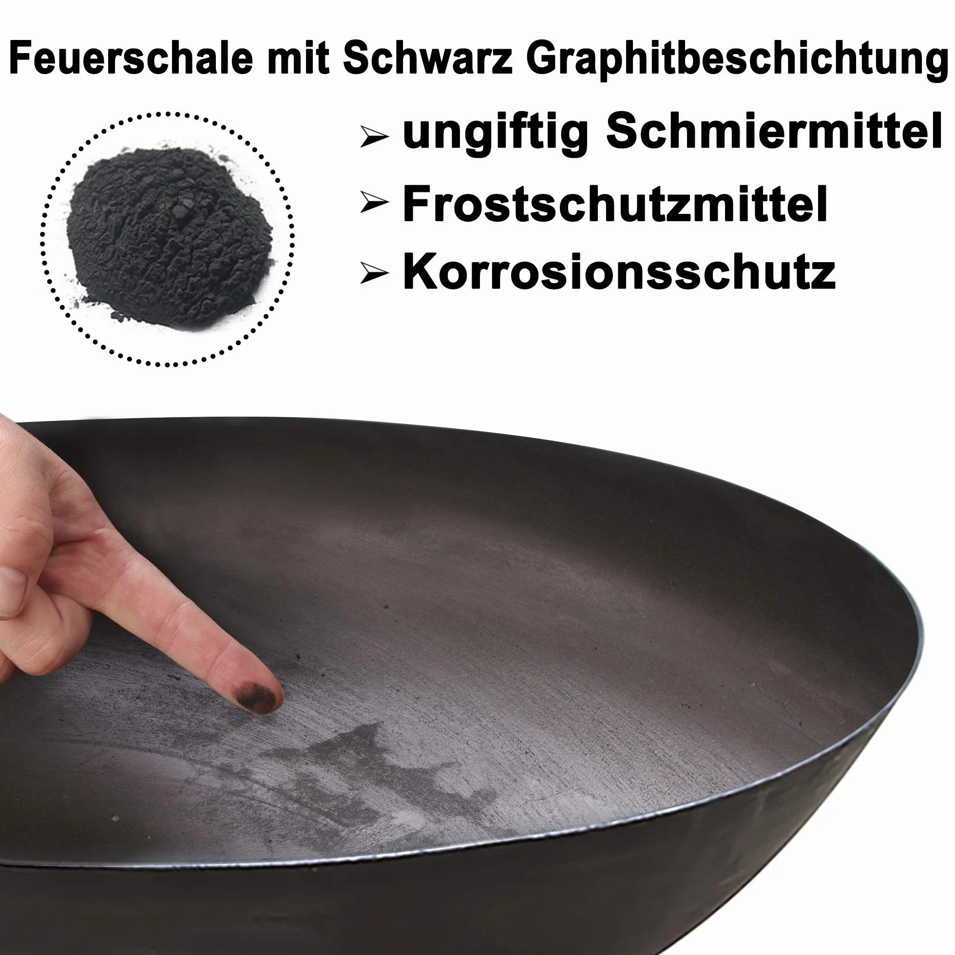 Köhko miska paleniskowa & Pit Kup Fire Bowl Marbela ok. 50x50x24 cm ze stali z 3 nóżkami do BBQ, Camping, ognisko ogrodowe na węgiel drzewny lub drewno z podstawką