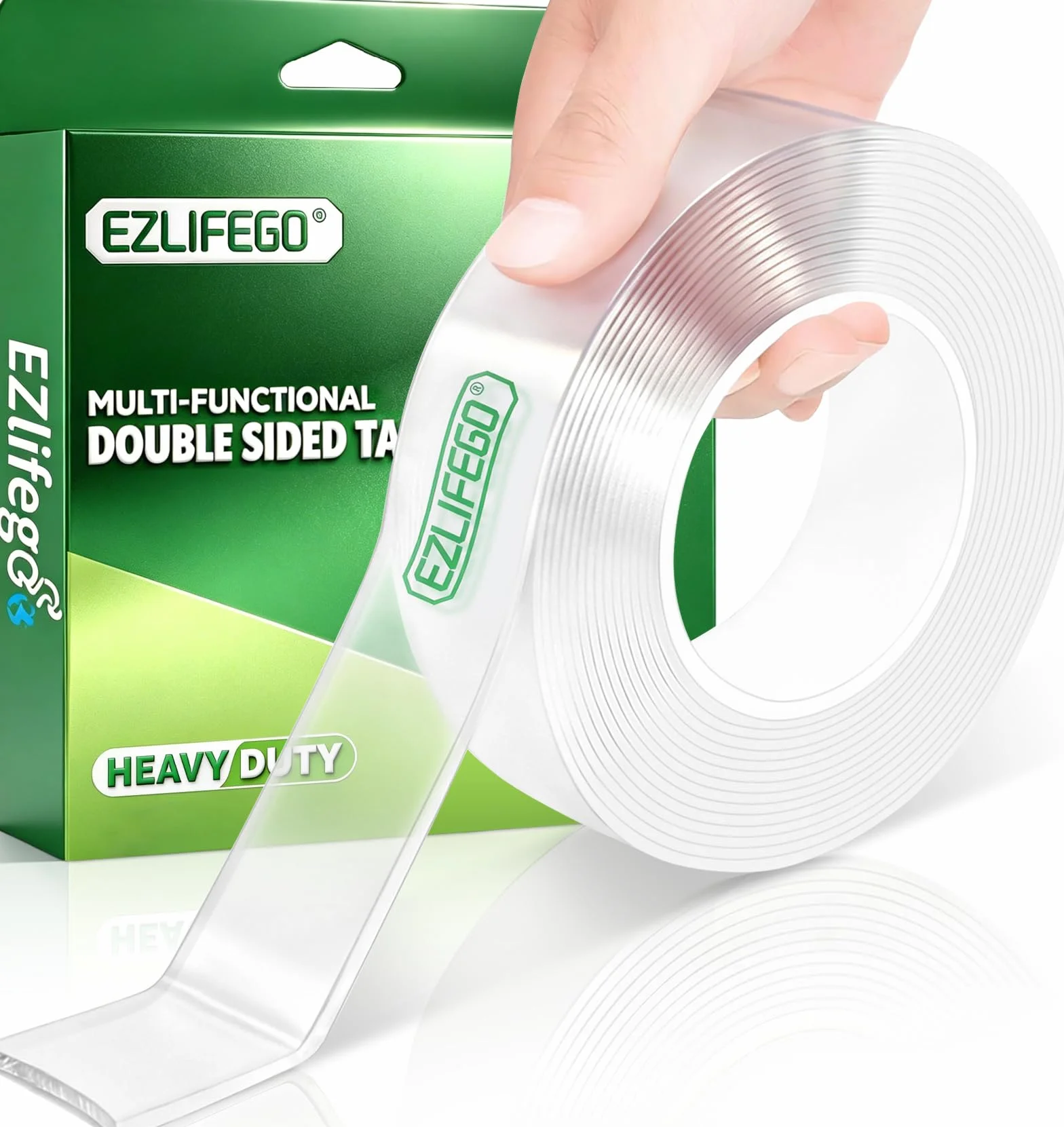 EZlifego dwustronna taśma klejąca Heavy Duty (9,85 stóp), wielofunkcyjna, usuwalna taśma montażowa, przyczepny uchwyt, zmywalna, mocna, samoprzylepna taśma ścienna, przezroczysta taśma plakatowa