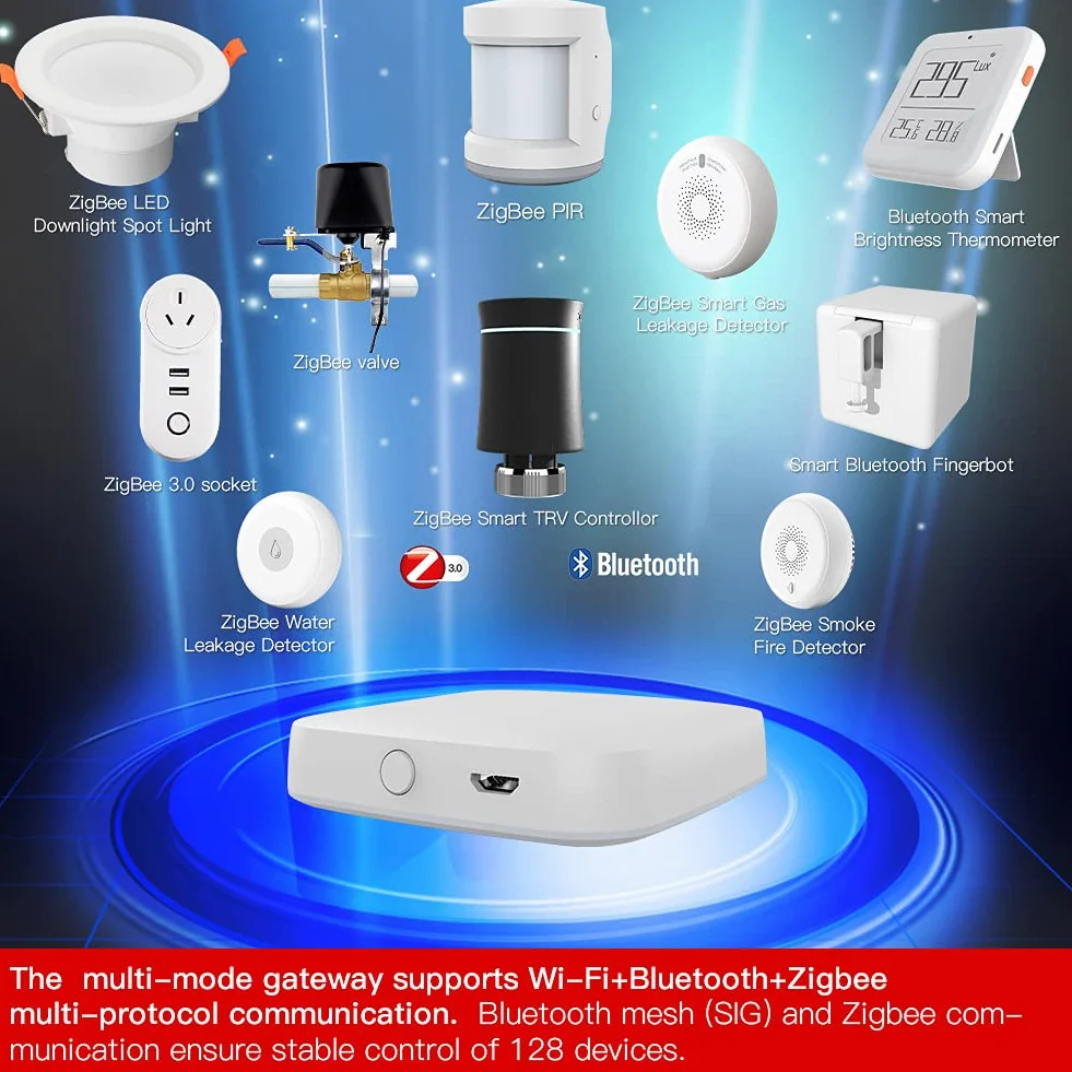MOES Tuya ZigBee i BLE Multi-Mode Smart Home Gateway WiFi Mesh Hub