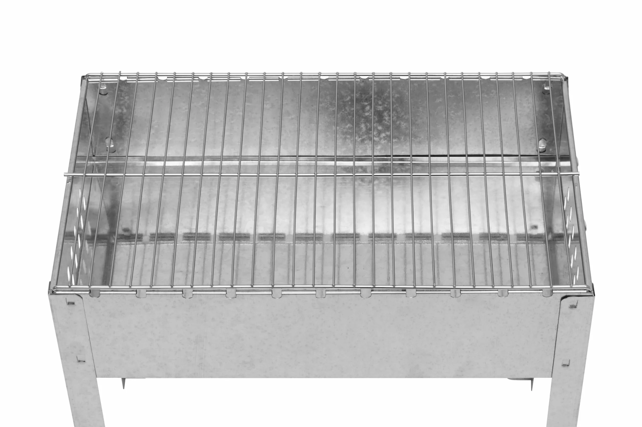 Mangal grill na szpikulce 50 x 30 x 50 cm z 6 szpikulcami ze stali nierdzewnej i rusztem