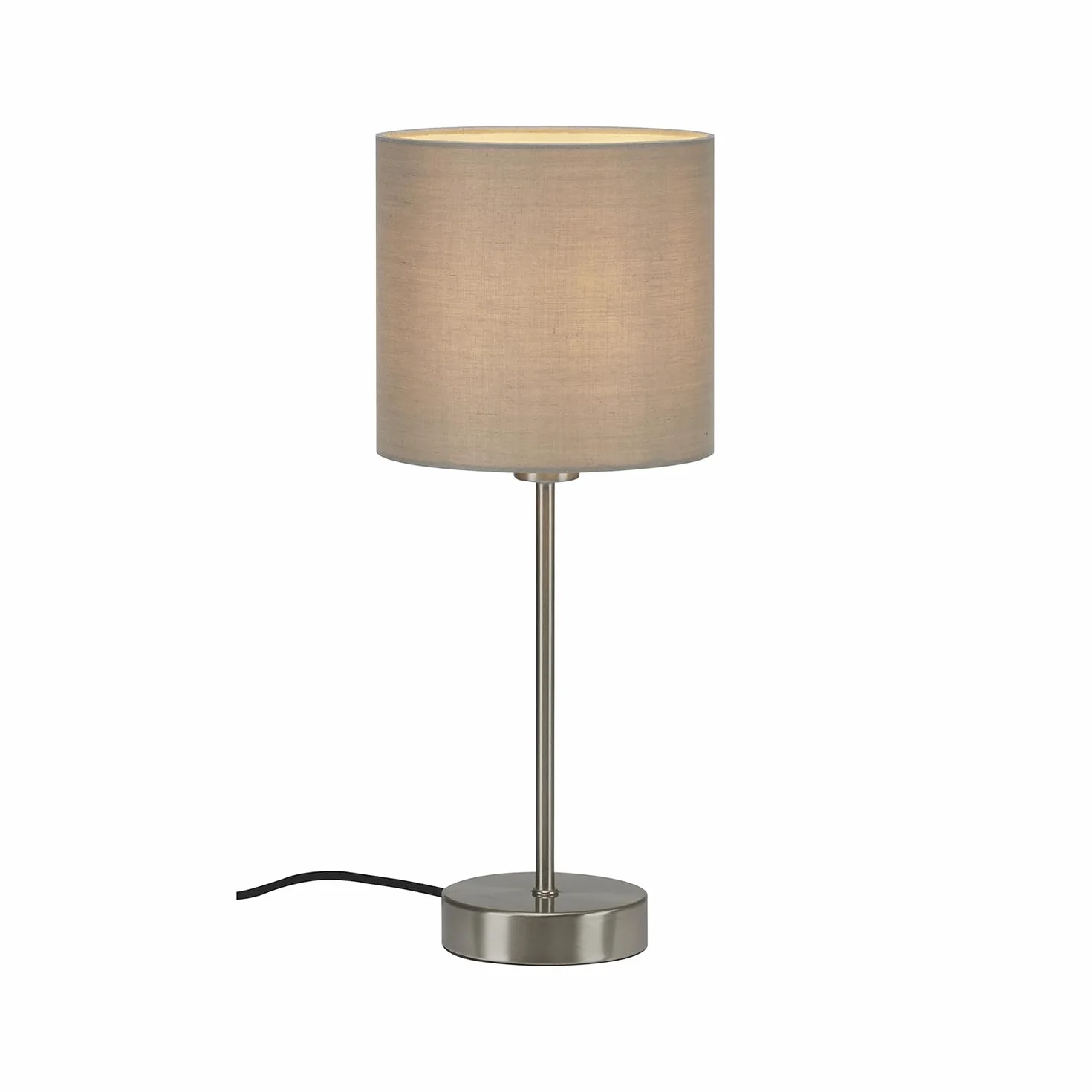 Briloner Leuchten - Lampa stołowa, lampka stołowa, lampka nocna, lampka na biurko, 1 x E14, z włącznikiem kablowym, abażurem z materiału, taupe, 160 x 385 mm (średnica x wys.), 7002-011