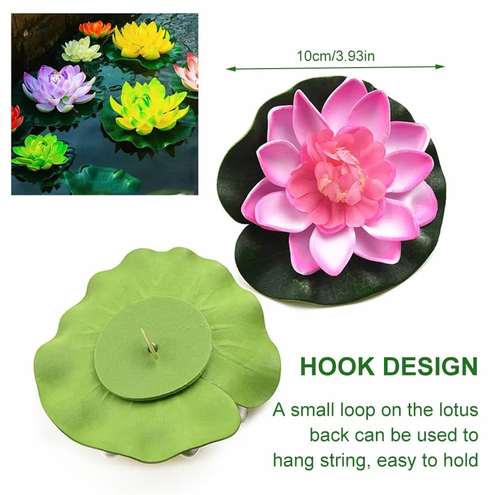 Cerioll Sztuczne lilie wodne, pływające kwiaty lotosu, 5 sztuk, sztuczne lilie wodne, sztuczny kwiat lotosu, sztuczne lilie wodne, lotos, do akwarium, ogrodu, basenu