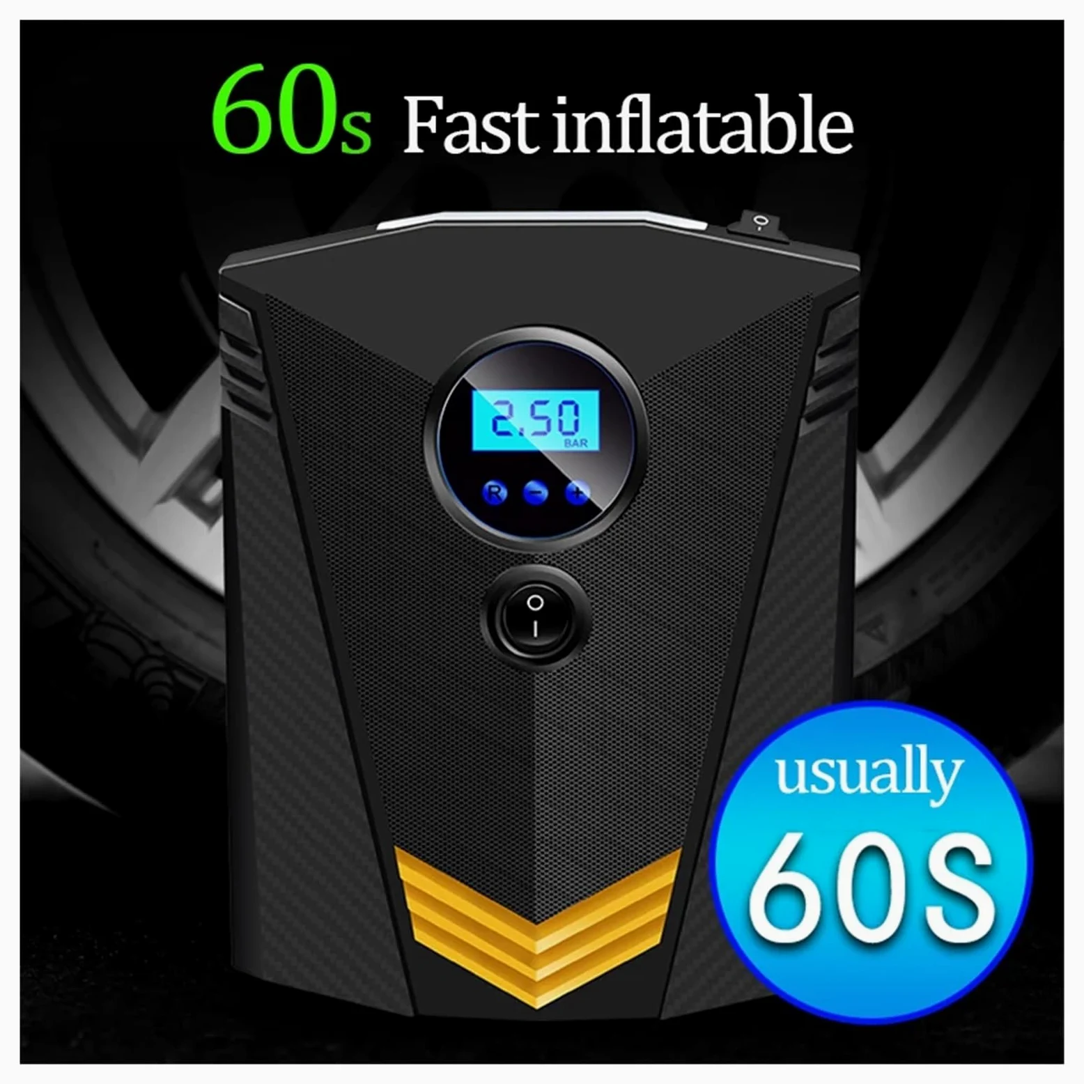 Przenośna Cyfrowa Pompka Do Opon Samochodowych Oświetlenie Automatyczna Sprężarka Powietrza Kół Elektryczna Inflator 12V Szybki Użyciu(Digital with Box)