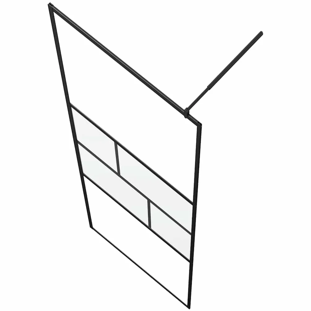 Ścianka prysznicowa Walk-in, czarna, 115 x 195 x 0,5 cm, szkło ESG i aluminium, ścianka prysznicowa jako ochrona przed pryskaniem, ścianka działowa do łazienki, chodzenie w ścianie bocznej z