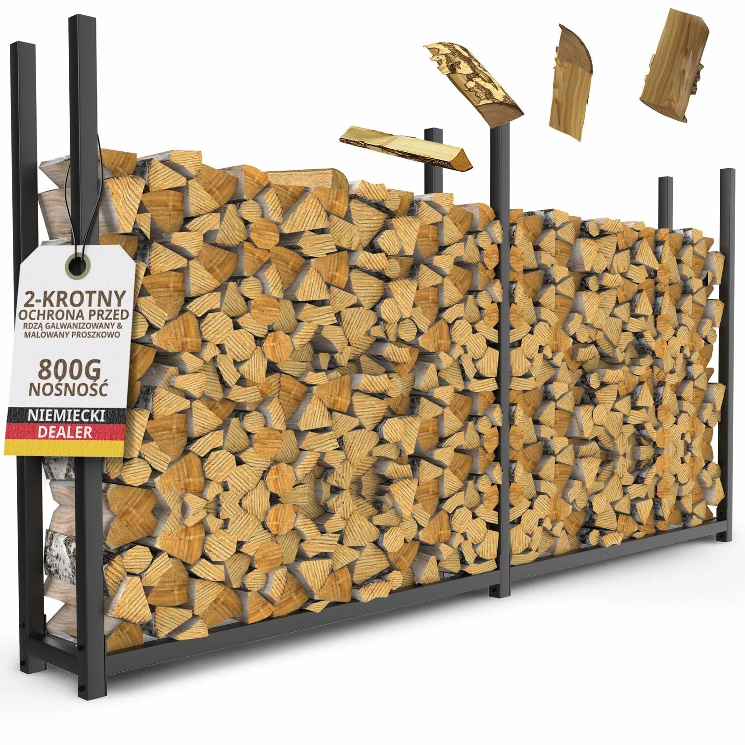 Metalowy stojak na drewno opałowe 223 x 25 x 115 800kg malowany proszkowo
