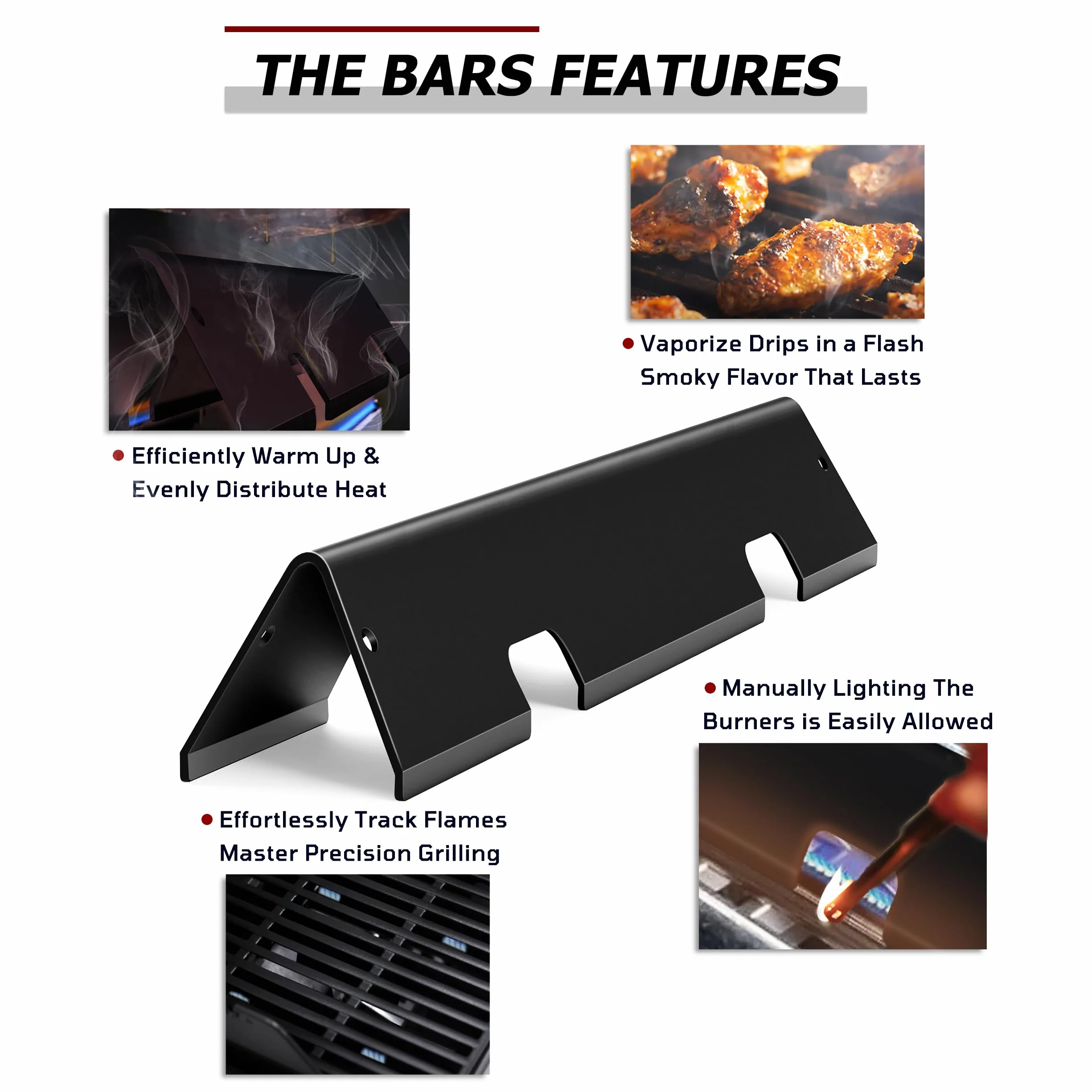 Weber Spirit II E-310 310 300 Flavorizer Bars 16GA Porcelain-enameled Flame Guards 5 Pack