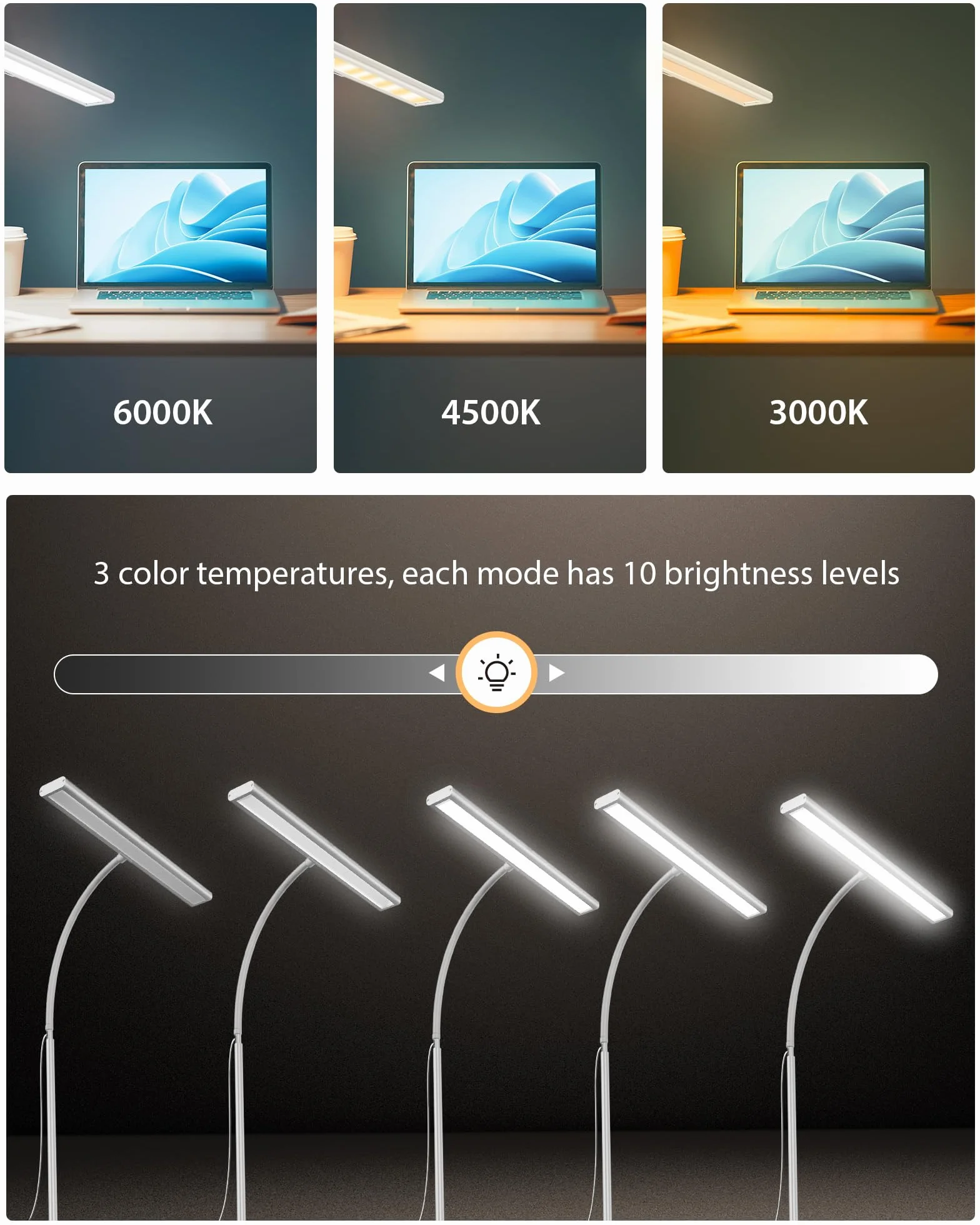 iFalarila [Wersja 2025] Lampa biurkowa 160 LED z zaciskiem 30 trybów, jaśniejsze lampy stołowe 360° Elastyczna lampa do czytania z ładowarką USB do pracy, nauki lub czytania-70CM
