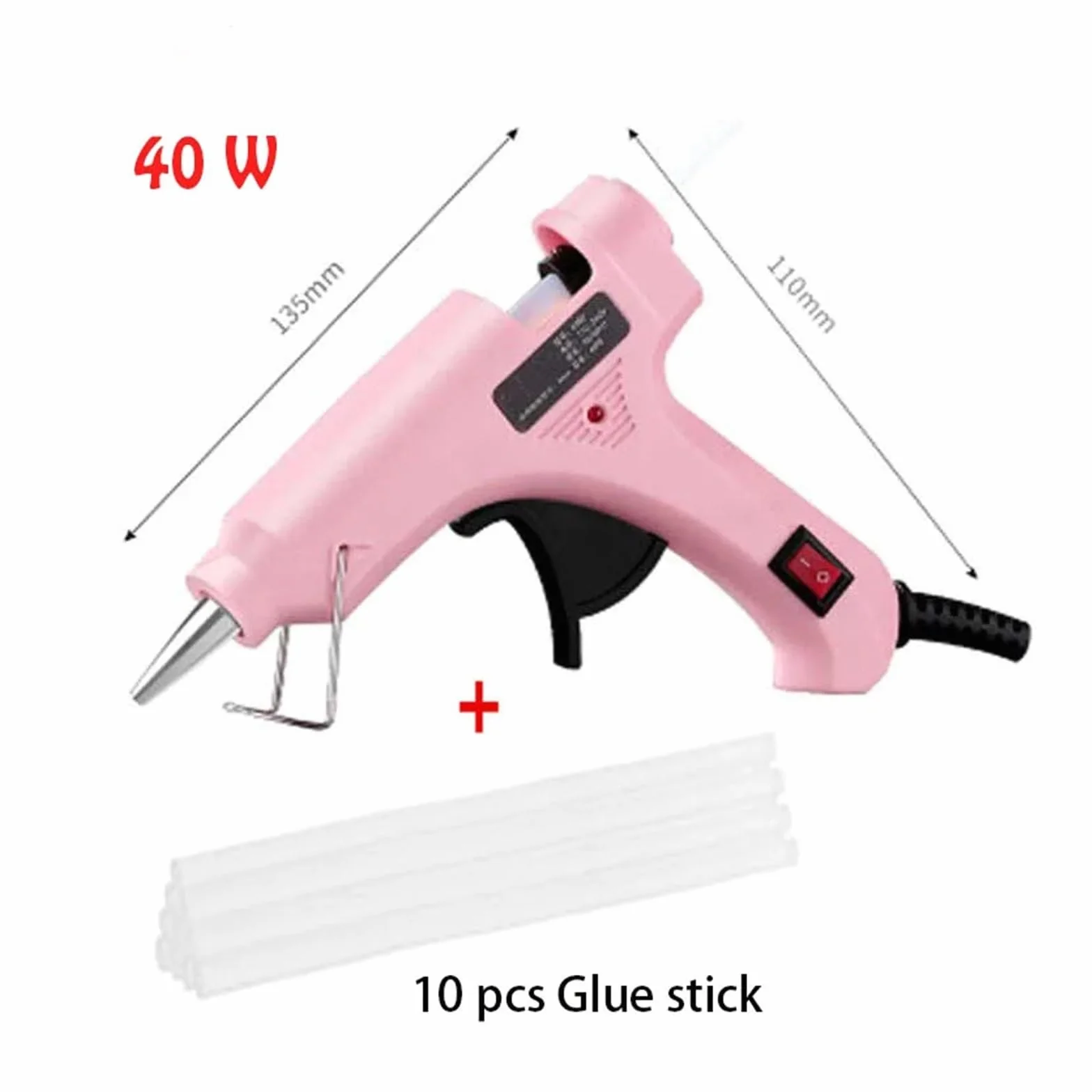 40W Pistolet Do Klejenia Na Gorąco Z 7mm Kleje W Sztyfcie Mini Pistolety Przemysłowe Temperatura Ciepła Termo Elektryczne Narzędzie Naprawy Gorące Szybkie Nagrzewanie(B)