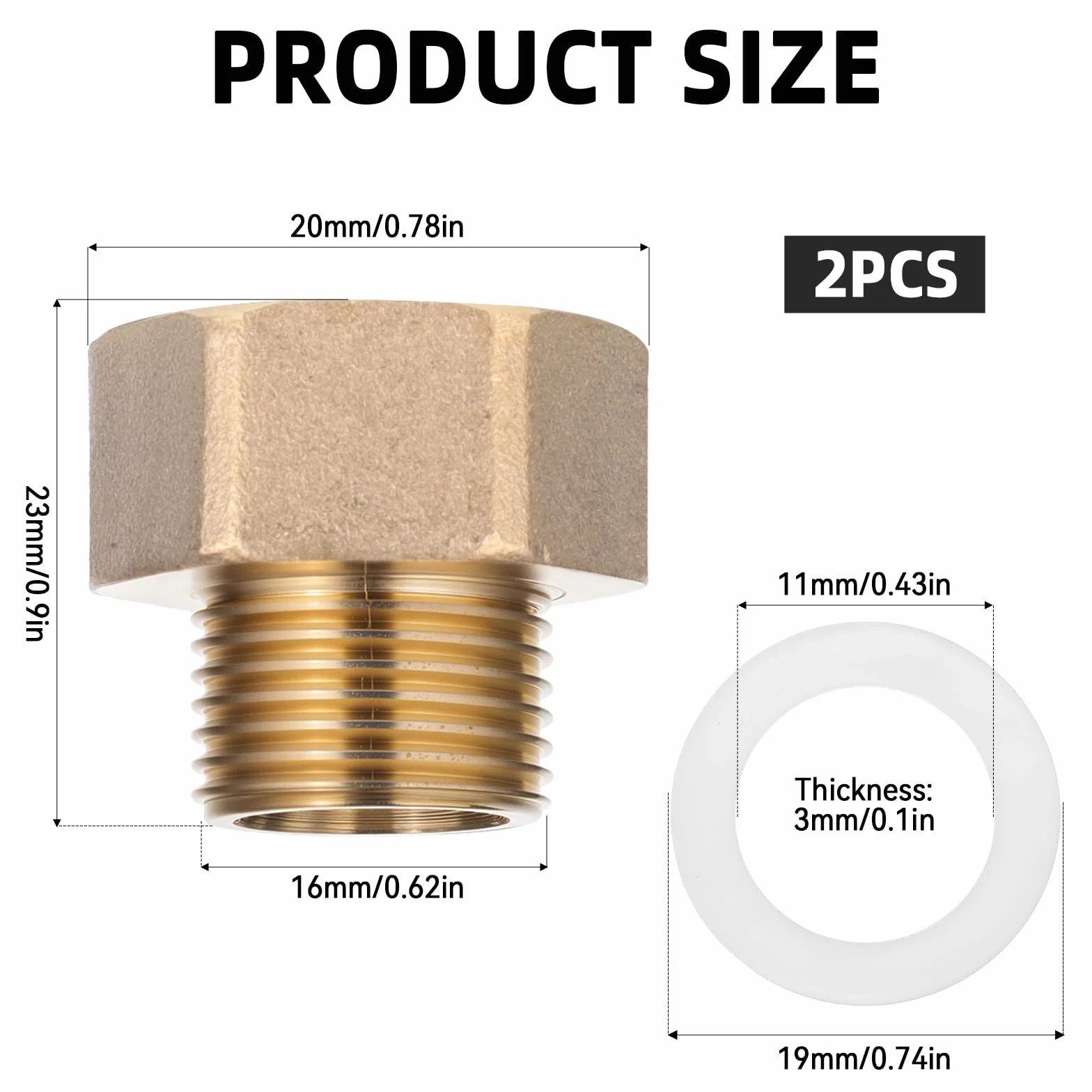 Redukcja 1/2 do 3/8 mosiężny reduktor z gumową uszczelką gwint wewnętrzny 1/2" na zewnętrzny 3/8" adapter do rur wodnych