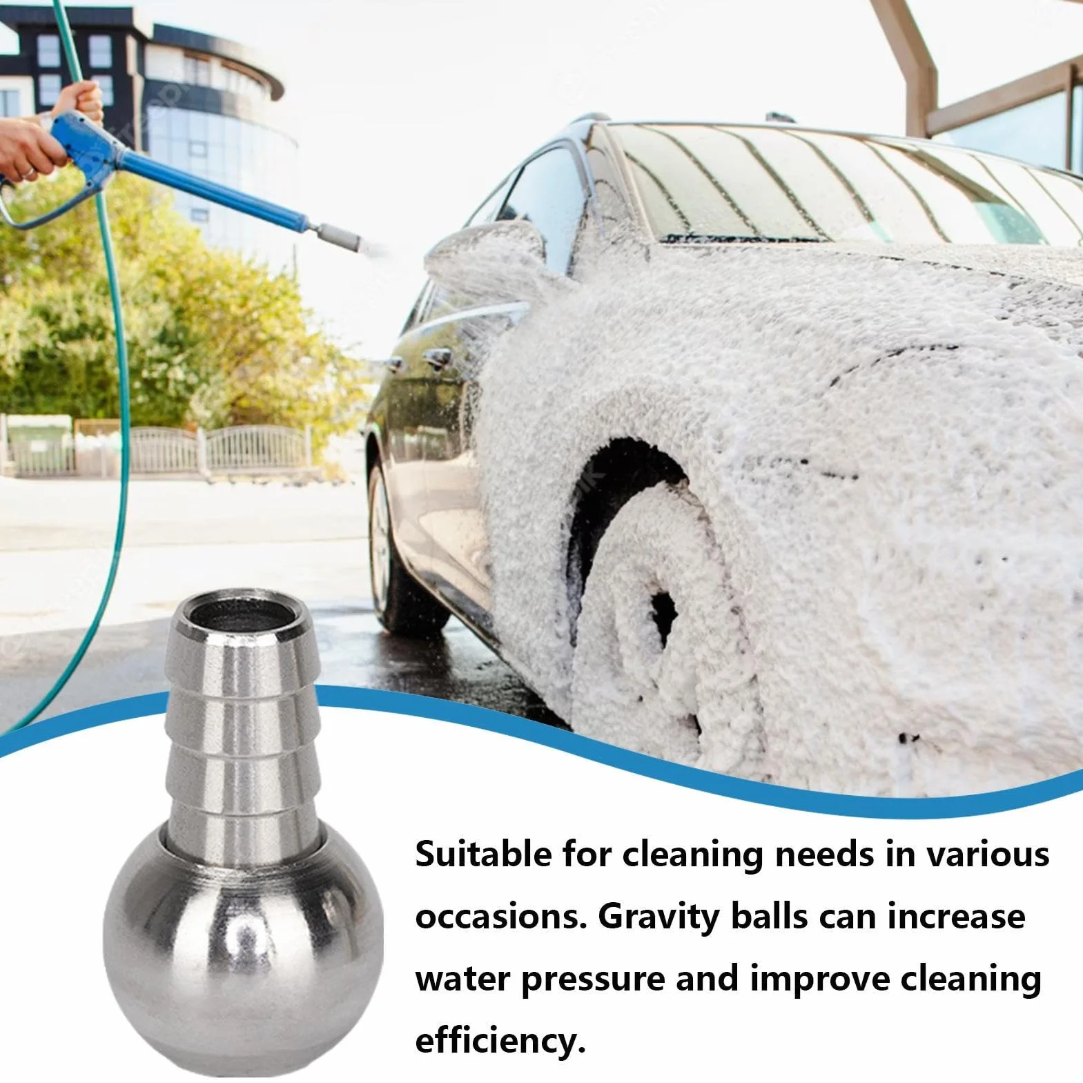 Stainless Steel Foam Cannon Straw 0.55x0.55x0.98 Inches Car Wash Accessory