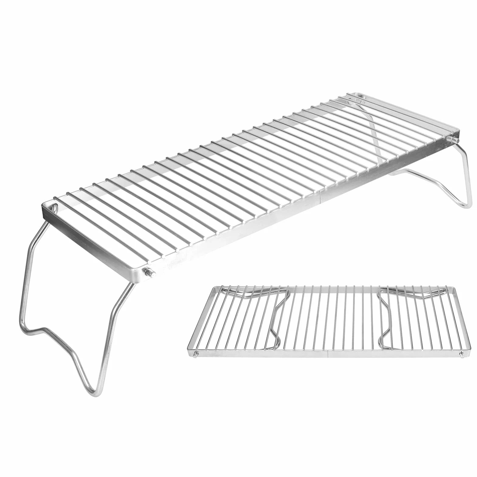 Grill Ogniskowy ze Stali Nierdzewnej, Przenośny Składany Grill Ognisko Ruszt do Grilla Uniwersalny Stojak Na Grilla Na Kemping Na Zewnątrz Domu 44 X 16 Cm