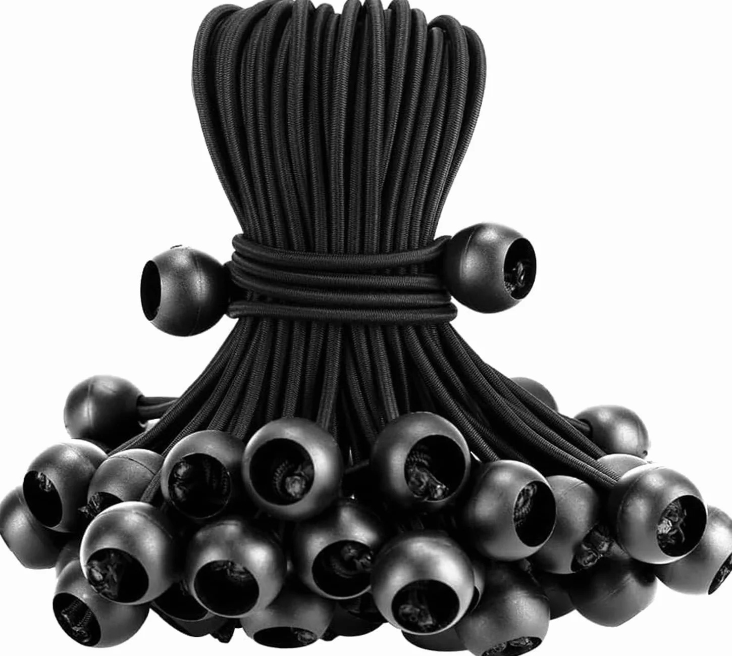 Luxiremi 20 sztuk sznurków bungee z kulkami, 15 cm lateksowe krawaty bungee Heavy Duty Tarpaulin Ball Bungee do brezentu, plandeku kempingowego i przedmiotów gospodarstwa domowego (czarne)