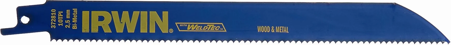 IRWIN Brzeszczoty do piły szablastej, cięcie drewna/metalu, 20 cm, 10 TPI, 25 sztuk (372810B), niebieskie