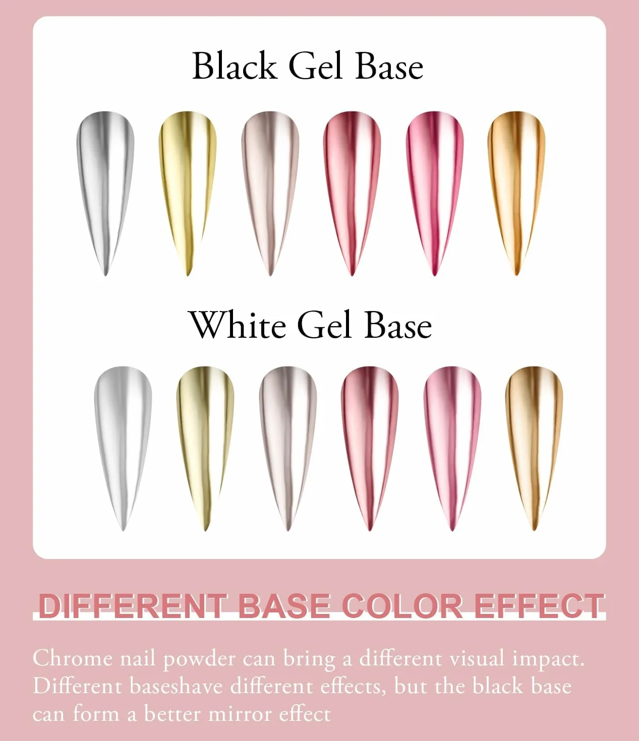 BISHENG 6 Box Rose Gold Chrome Pure Powder Magic Mirror Effect do zdobienia paznokci