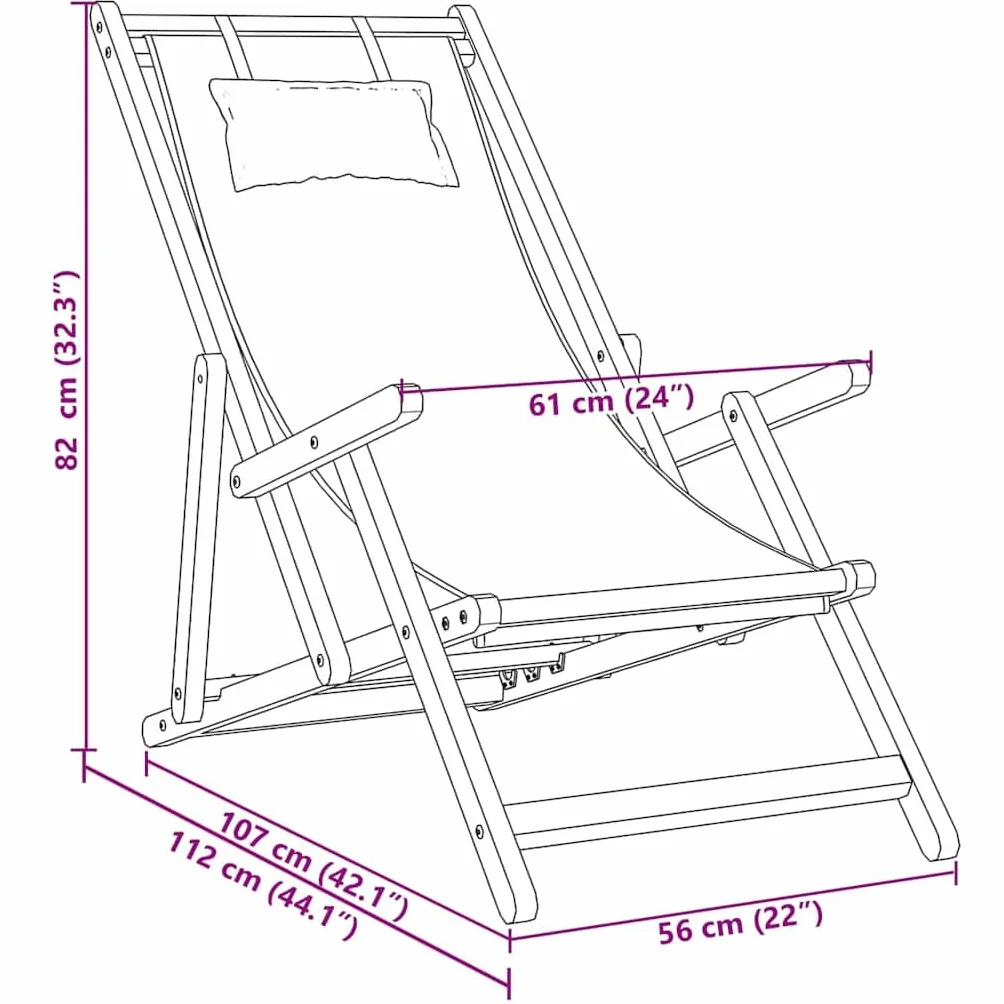 vidaXL Składane krzesło plażowe, wzór w liście, eukaliptus i tkanina