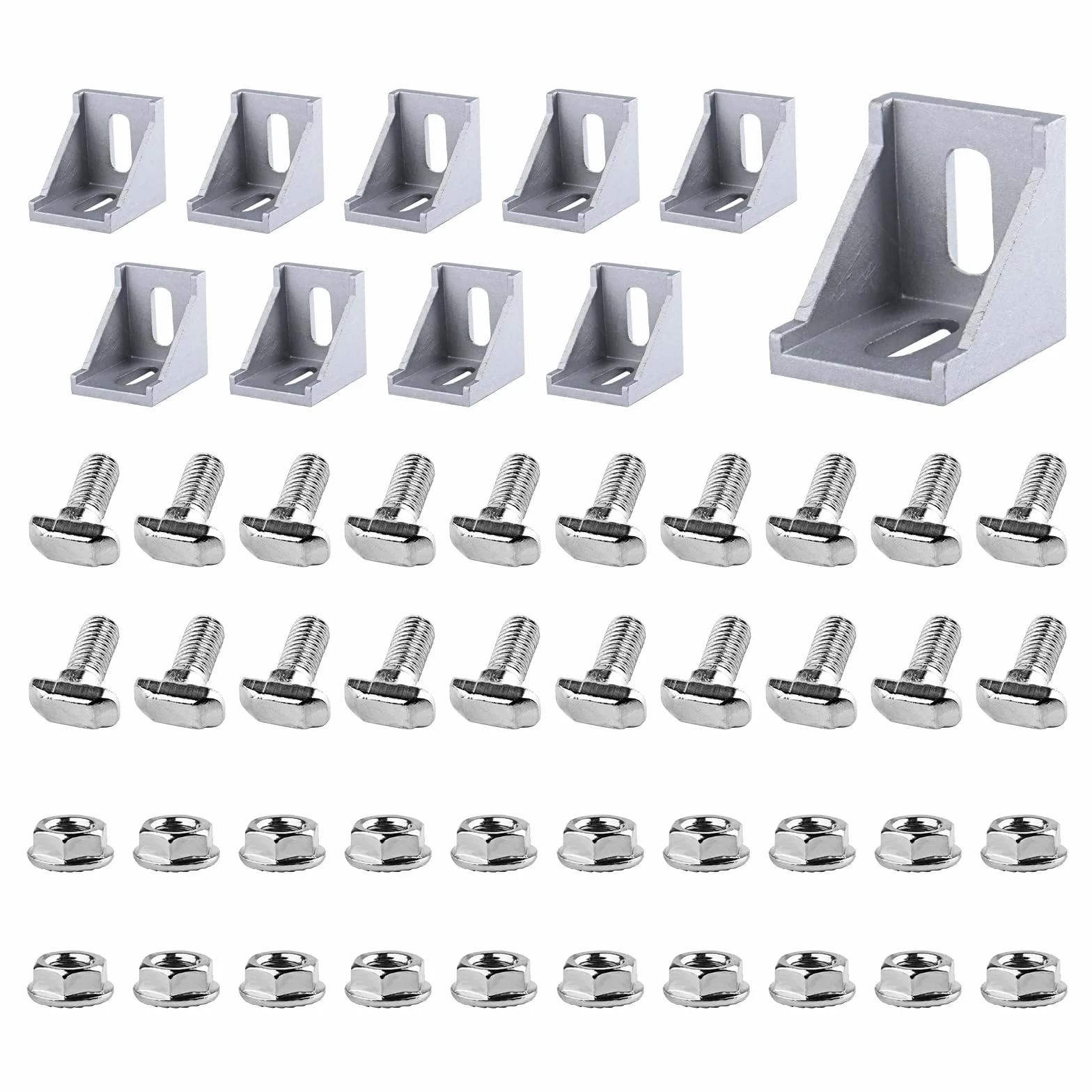 10 szt. kątowy materiał mocujący do profilu aluminiowego, profil aluminiowy 40 x 40, łącznik kątowy 90°, uchwyt ścienny pod kątem 90 stopni, do drukarek 3D, routerów CNC, projektów DIY