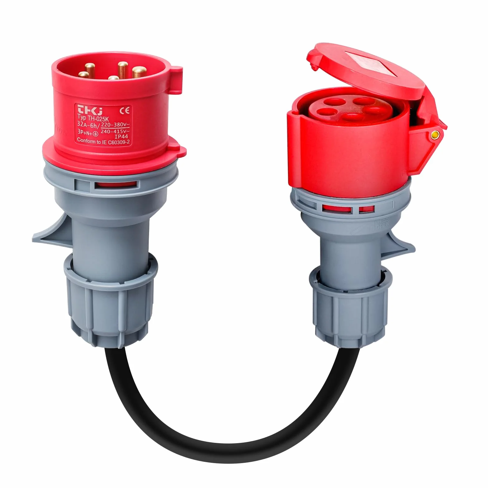Adapter Cee 32A na 16 A 5-pinowy przenośny wodoodporny IP44 0,5 m wysoki prąd 5x2,5 mm² do pojazdów elektrycznych, domu, warsztatu, budowy, przemysłu