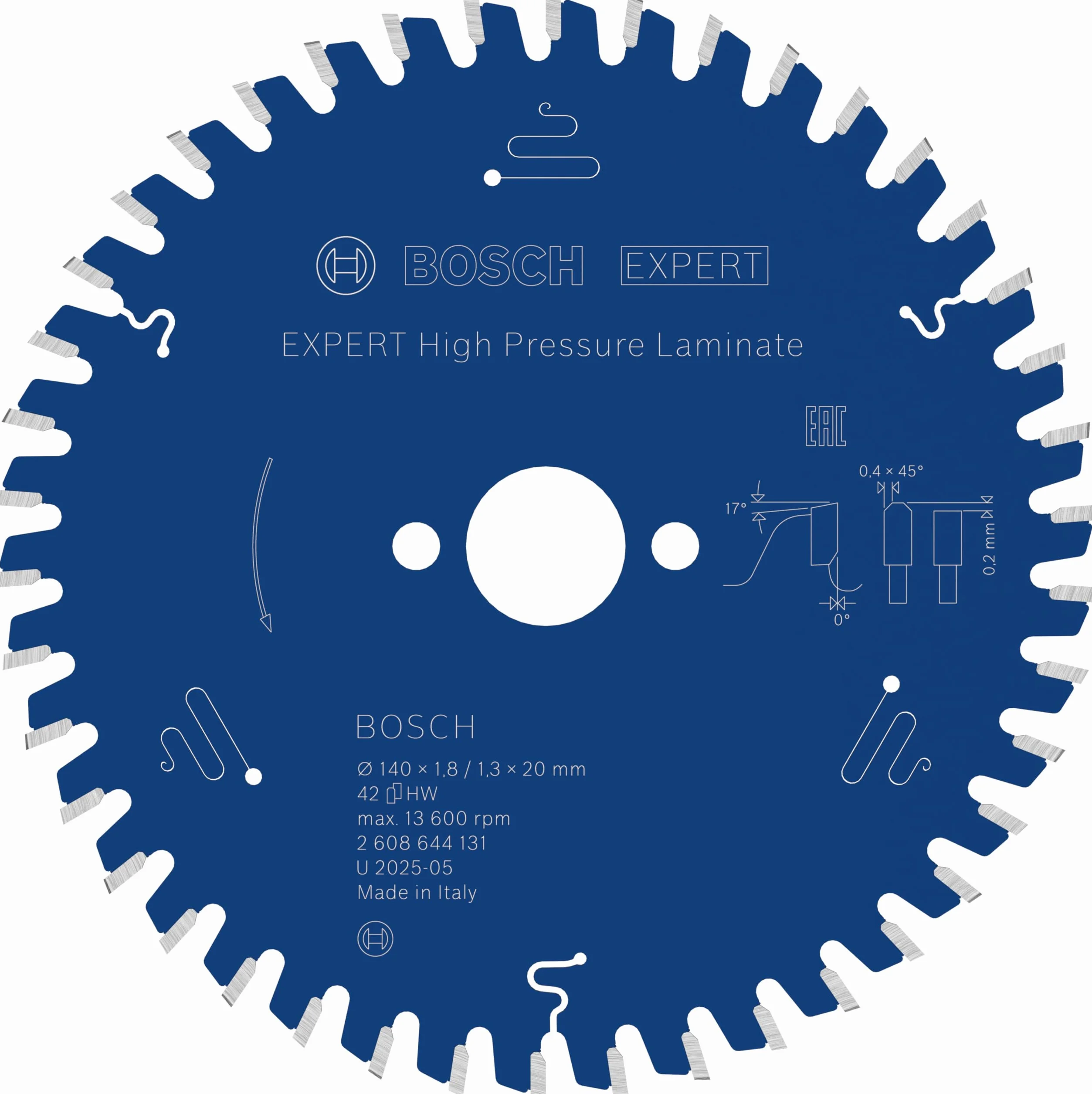 Bosch Professional Brzeszczot do piły tarczowej Expert for High Pressure Laminate (140 x 20 x 1,8 mm, 42 zęby, akcesoria do piły tarczowej)