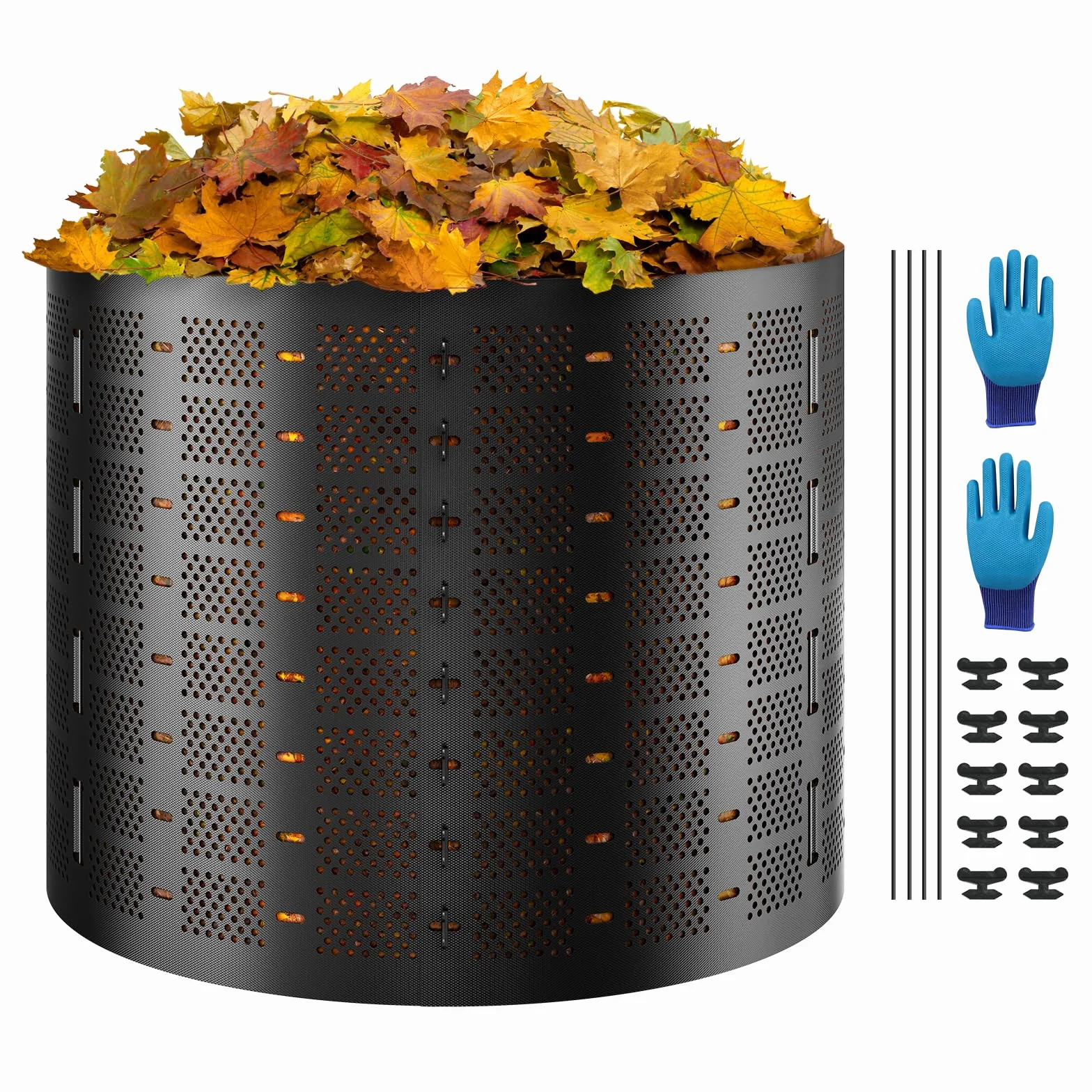VEVOR Kompostownik ogrodowy 1000 l ok. HDPE rozszerzalny pojemnik na kompostowanie o średnicy 106,68 cm duża pojemność do zbierania liści kompostowania do tworzenia żyznej gleby