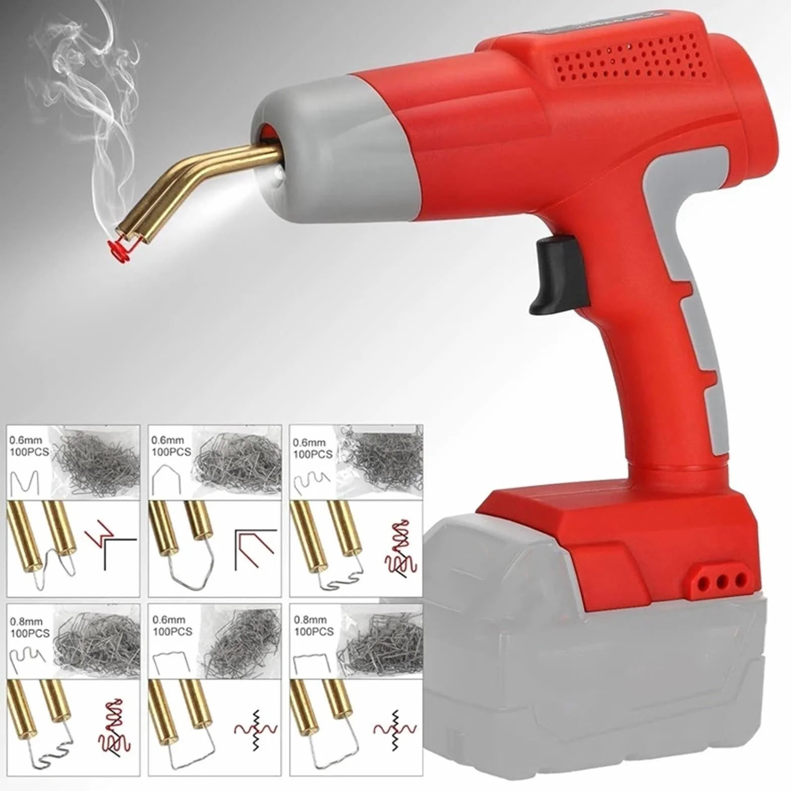 Bezprzewodowy pistolet spawalniczy do plastiku pasujący do Milwaukee 18 V do naprawy pęknięć zderzaka samochodowego DIY