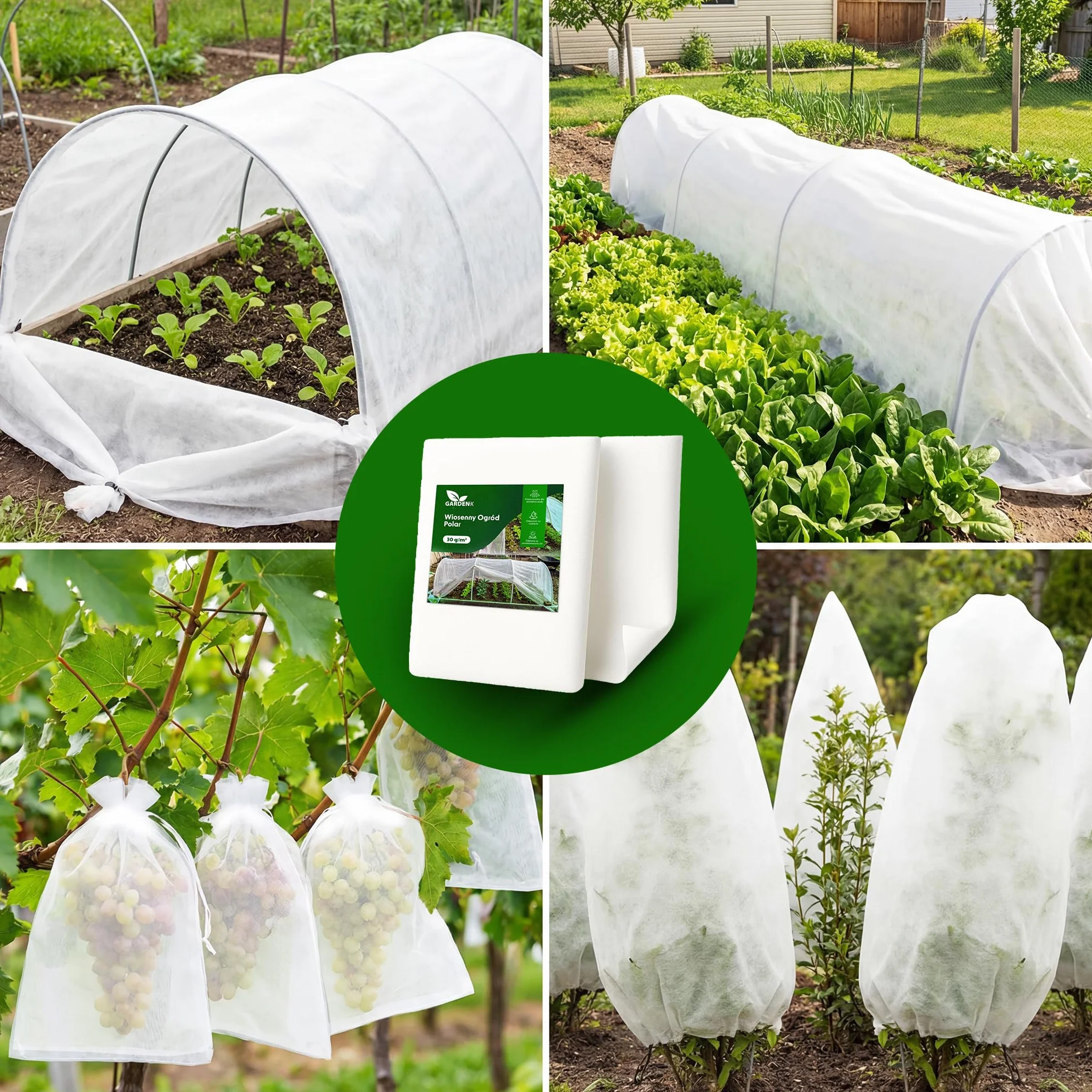 GARDENIX Włóknina inspektowa oddychająca 17 g/m² włóknina ogrodowa 3,2 x 10 m (32 m²) wspomaga zdrowy wzrost, chroni rośliny, kwiaty i warzywa przed zimnem, mrozem i wiatrem