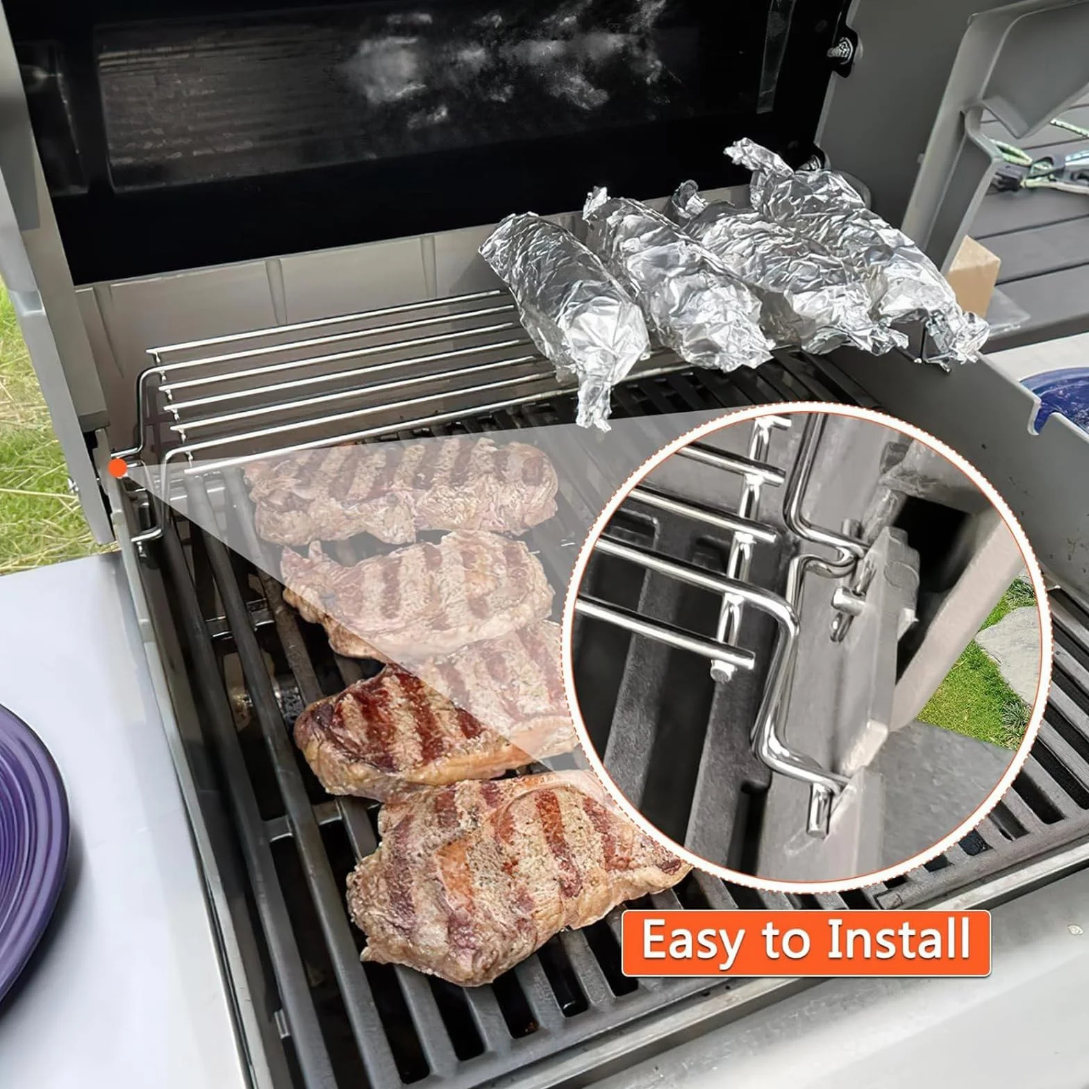 Kosz do podgrzewania potraw 47CM do Weber Spirit E210 E220 S210 S220 z uchwytami palnika przedniego