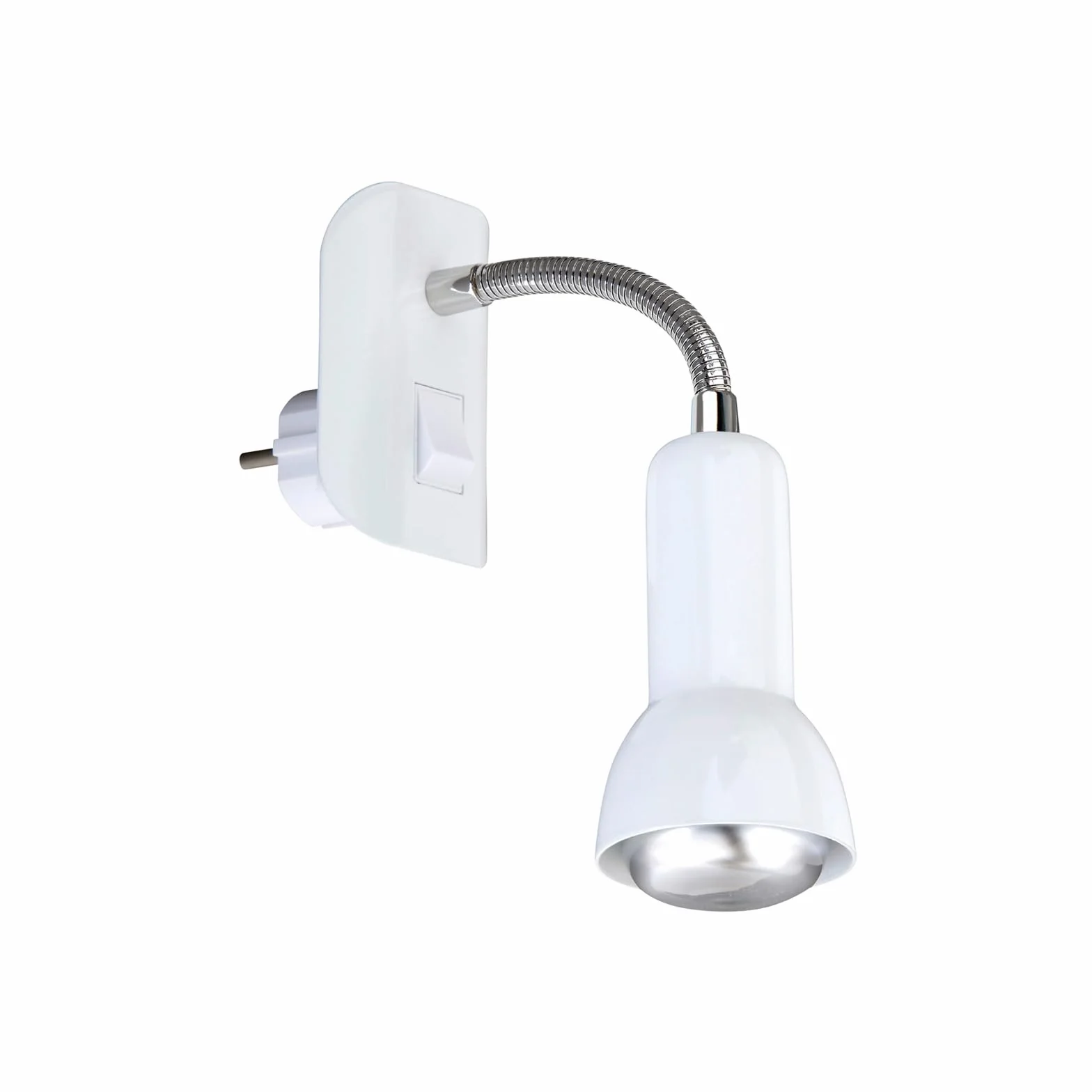 Lampa wtykowa, lampa wtykowa, spot, E14, 25 W, elastyczne ramię, biała