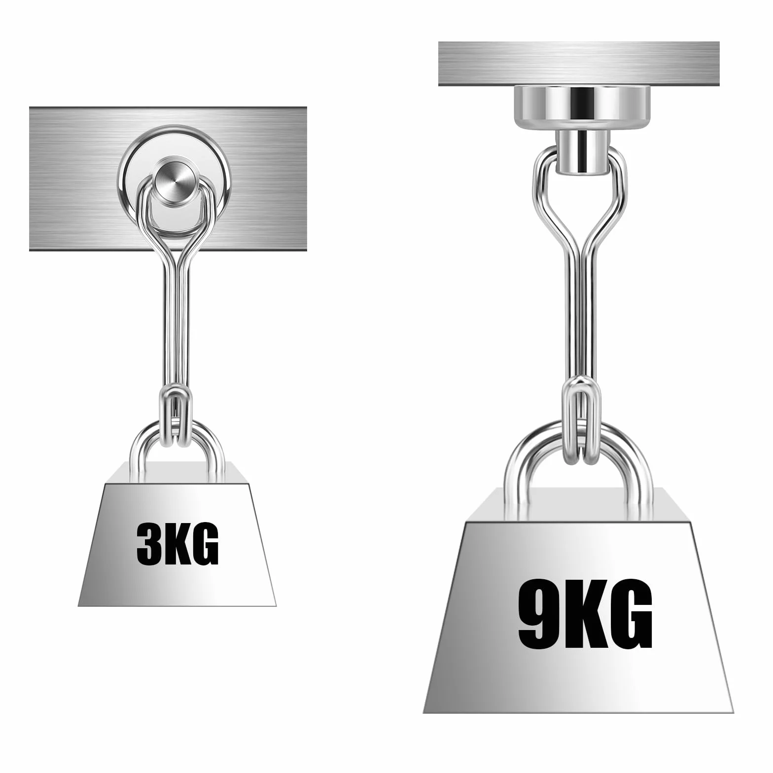 Wukong Magnesy neodymowe 16 mm, bardzo mocne, 10 sztuk, bardzo mocne, 9 kg, silne magnesy z haczykami, na kemping, do przechowywania i kuchni