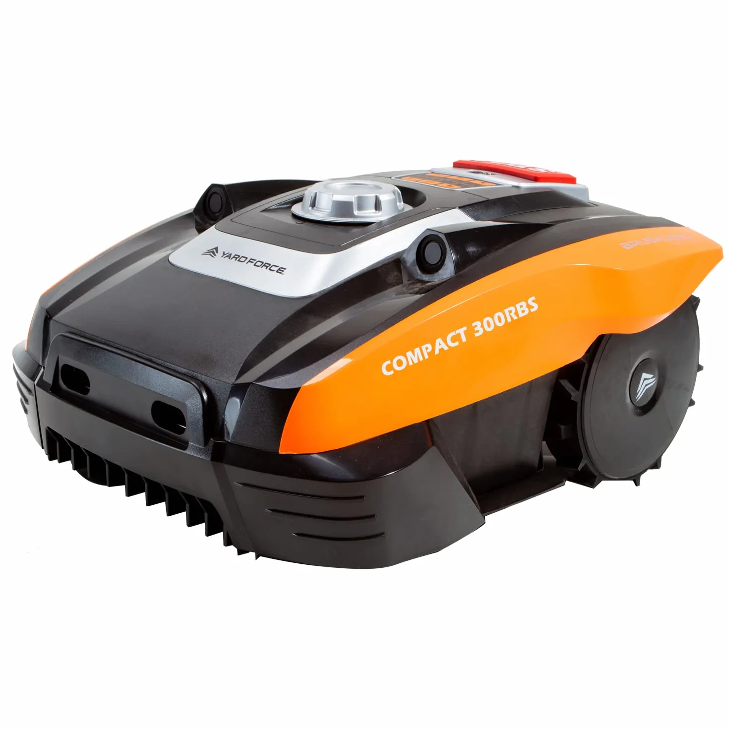 YARD FORCE Kosiarka Compact 300RBS samobieżna czujnik ultradźwiękowy iRadar Bluetooth silnik bezszczotkowy 20 V 2,0 Ah Czarna pomarańczowa