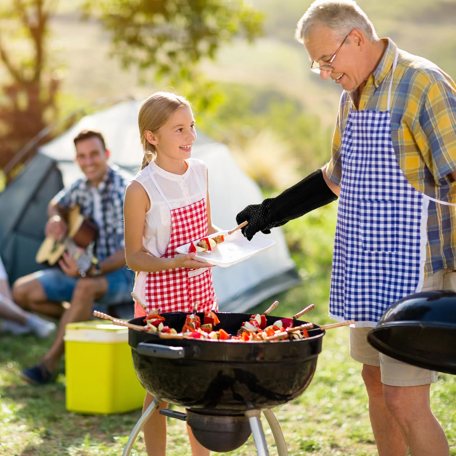 Rękawice do grillowania odporne na wysokie temperatury 500°C ognioodporne