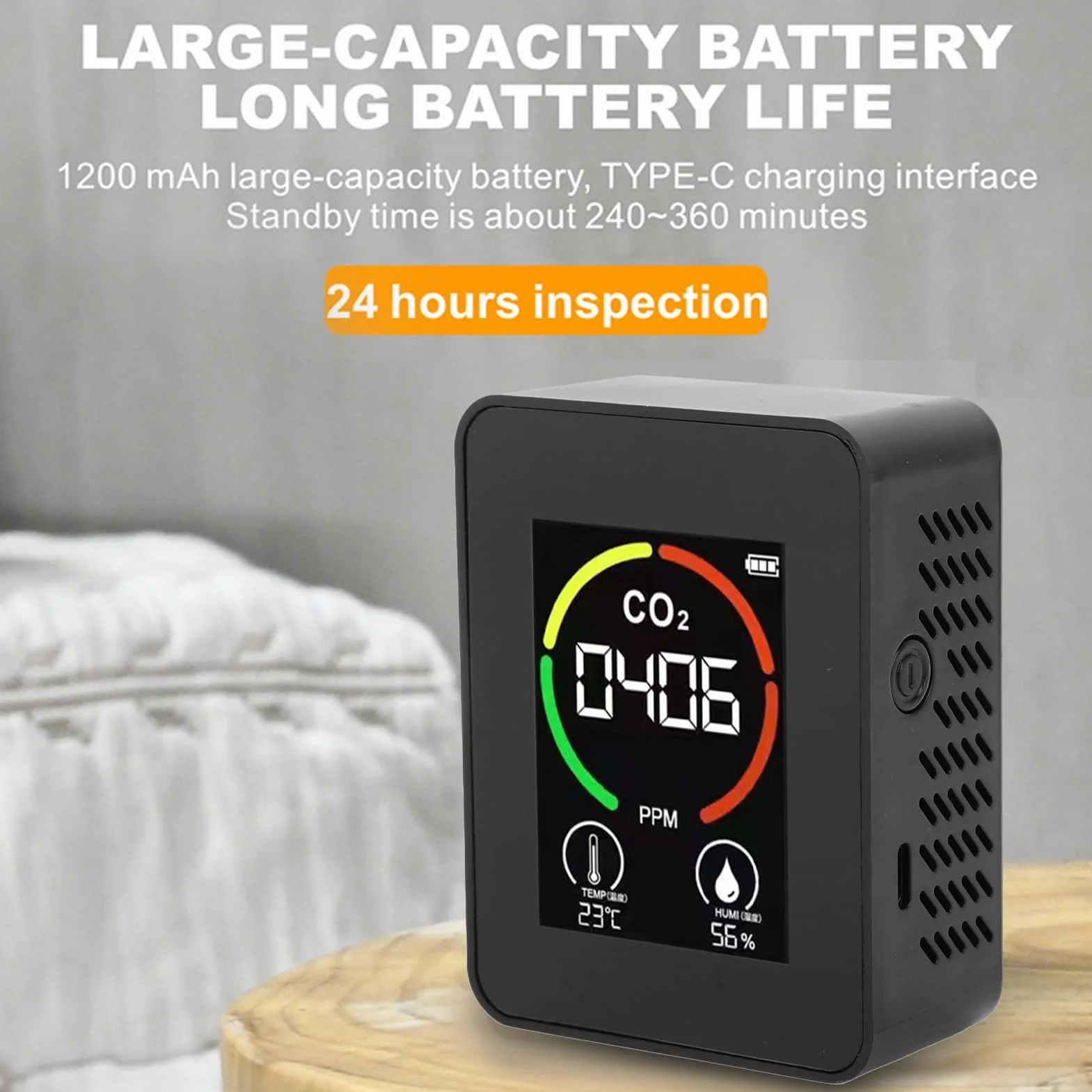 Czujnik CO2 Monitor jakości powietrza z czujnikiem TVOC Monitor w czasie rzeczywistym, łatwy odczyt do domu