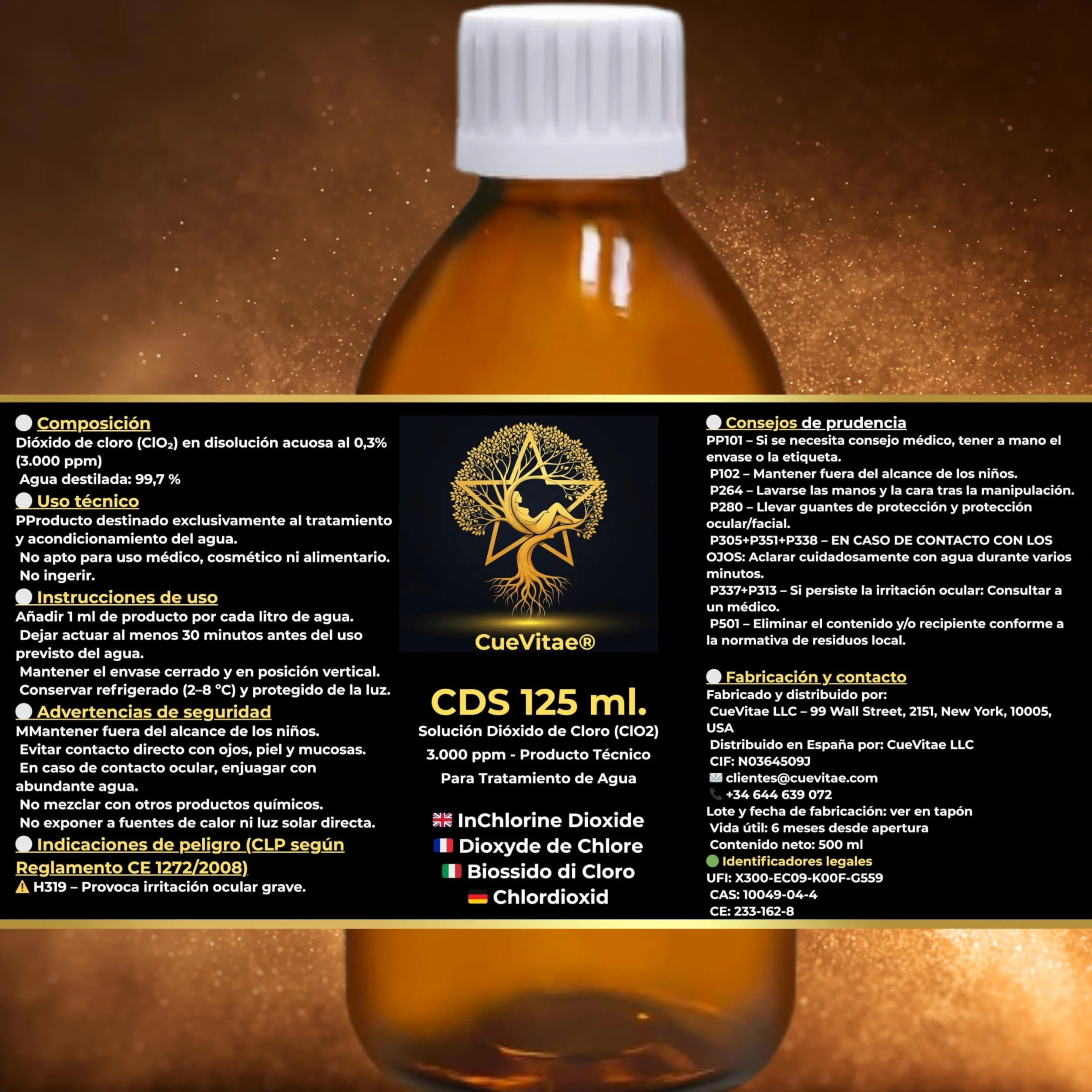 2 x 125 ml. CDS/CDL 3000 PPM (250 ml) | Najnowsza produkcja dwutlenku chloru | Produkt już aktywowany | Gotowy do dozowania | W tym Dozownik zapewniający większą precyzję